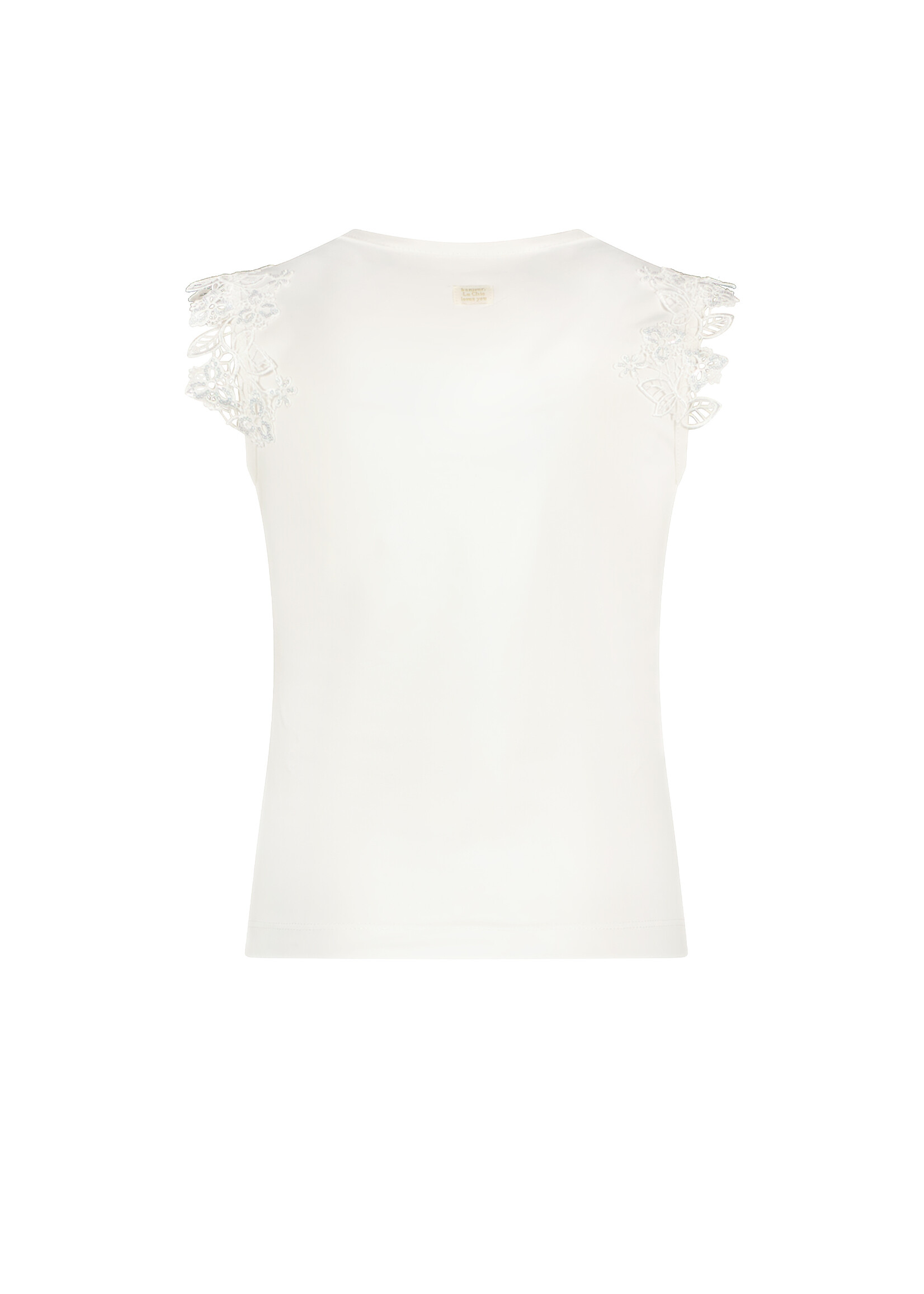 Le Chic Girls Kids C312-5405 NOOSHY flower applique T-shirt Off White