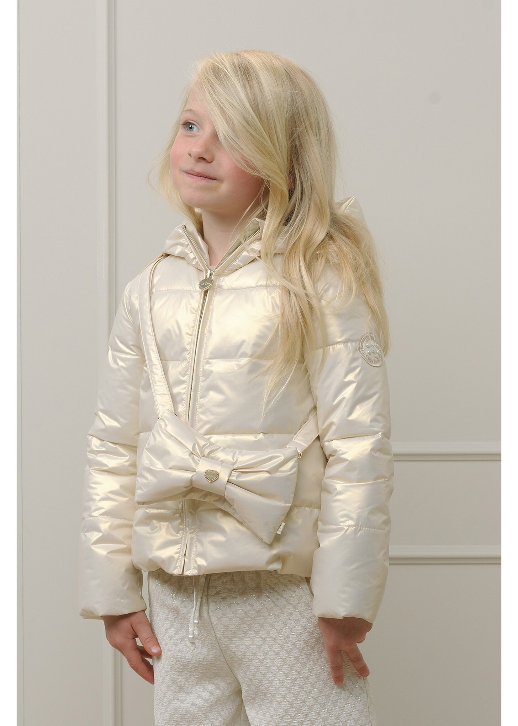 Le Chic Girls Kids C312-5200 BABSHA metal-look summer coat Pearled Ivory