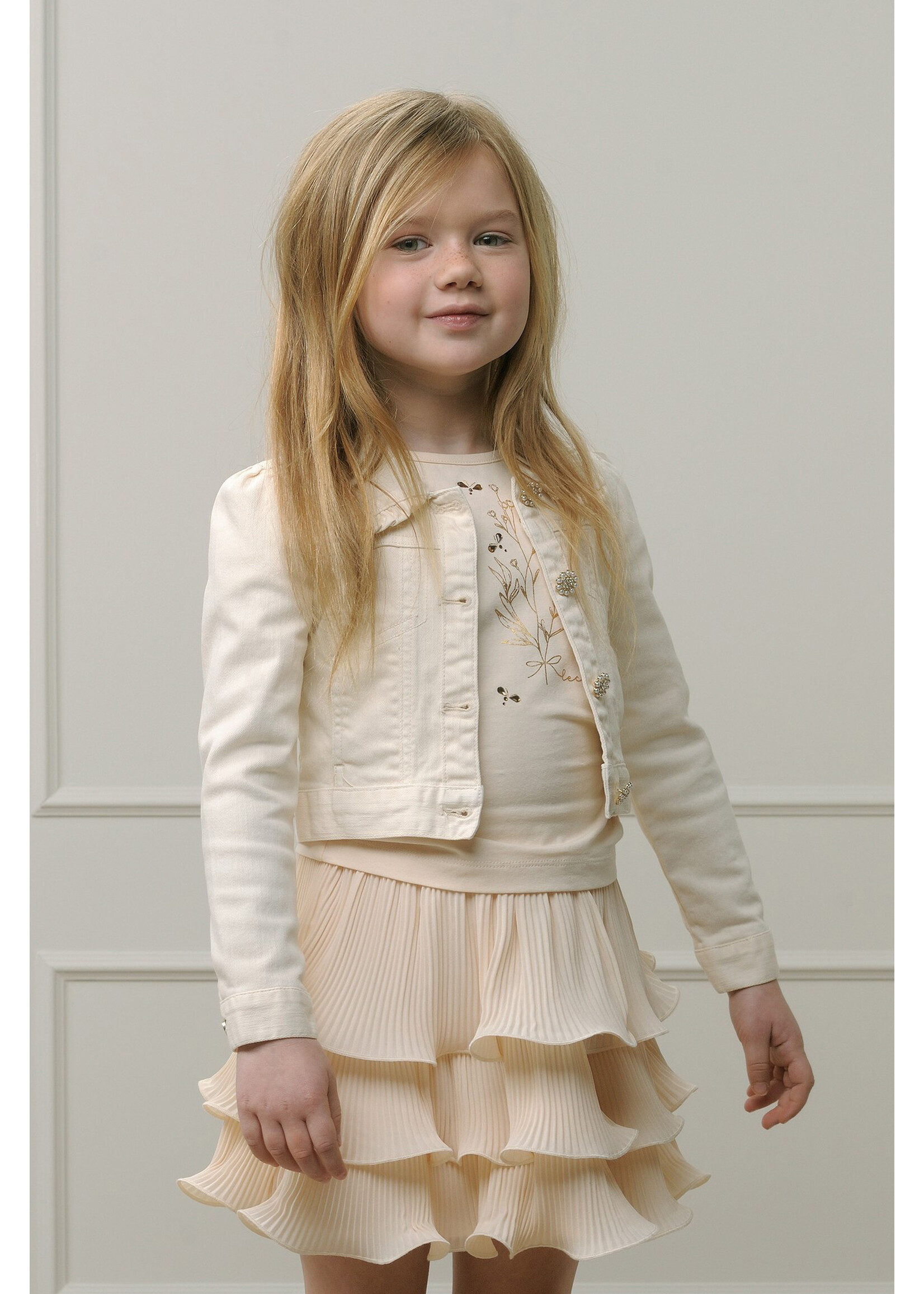 Le Chic Girls Kids C312-5181 ARIA ruffled collar jacket Pearled Ivory