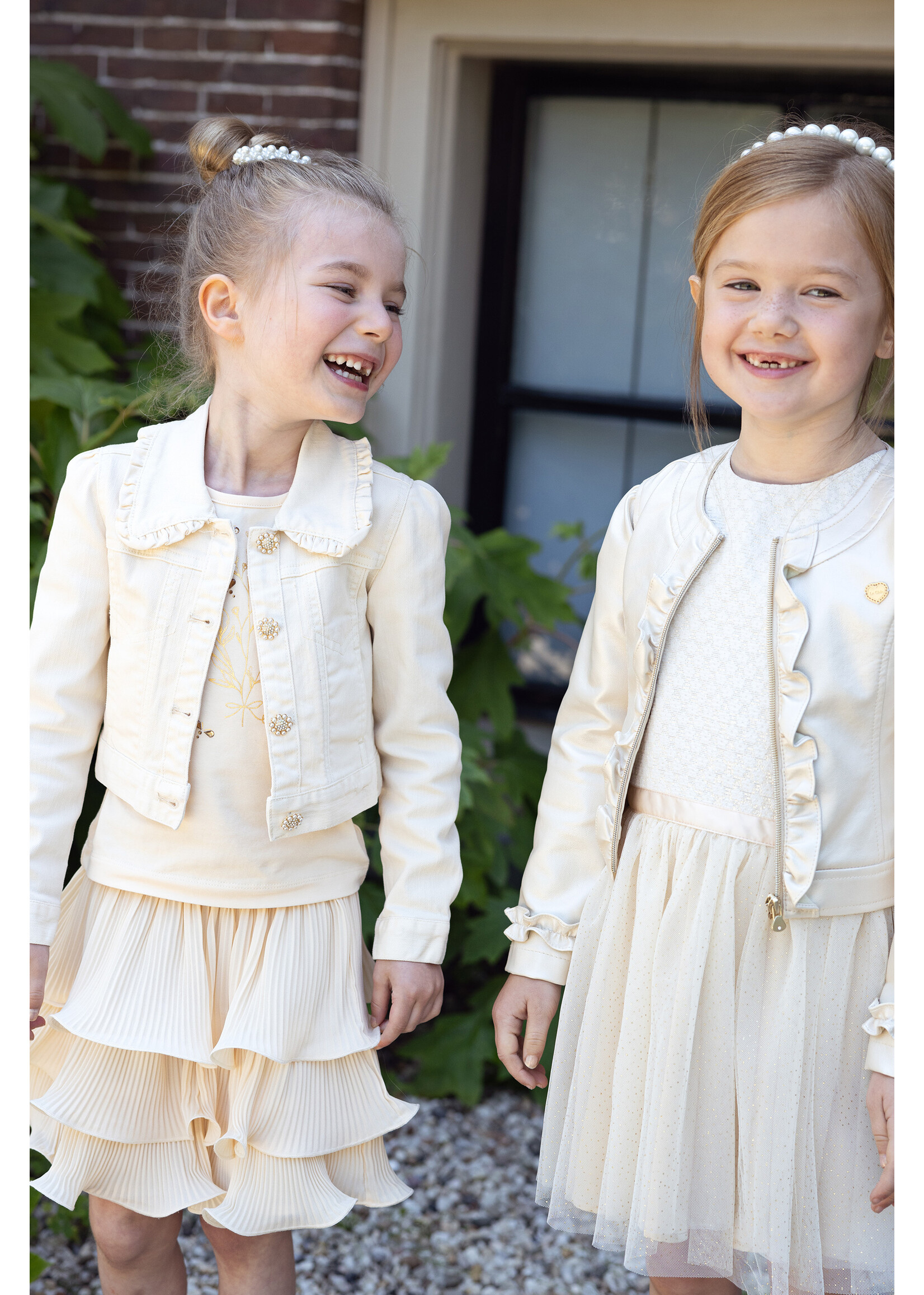 Le Chic Girls Kids C312-5181 ARIA ruffled collar jacket Pearled Ivory