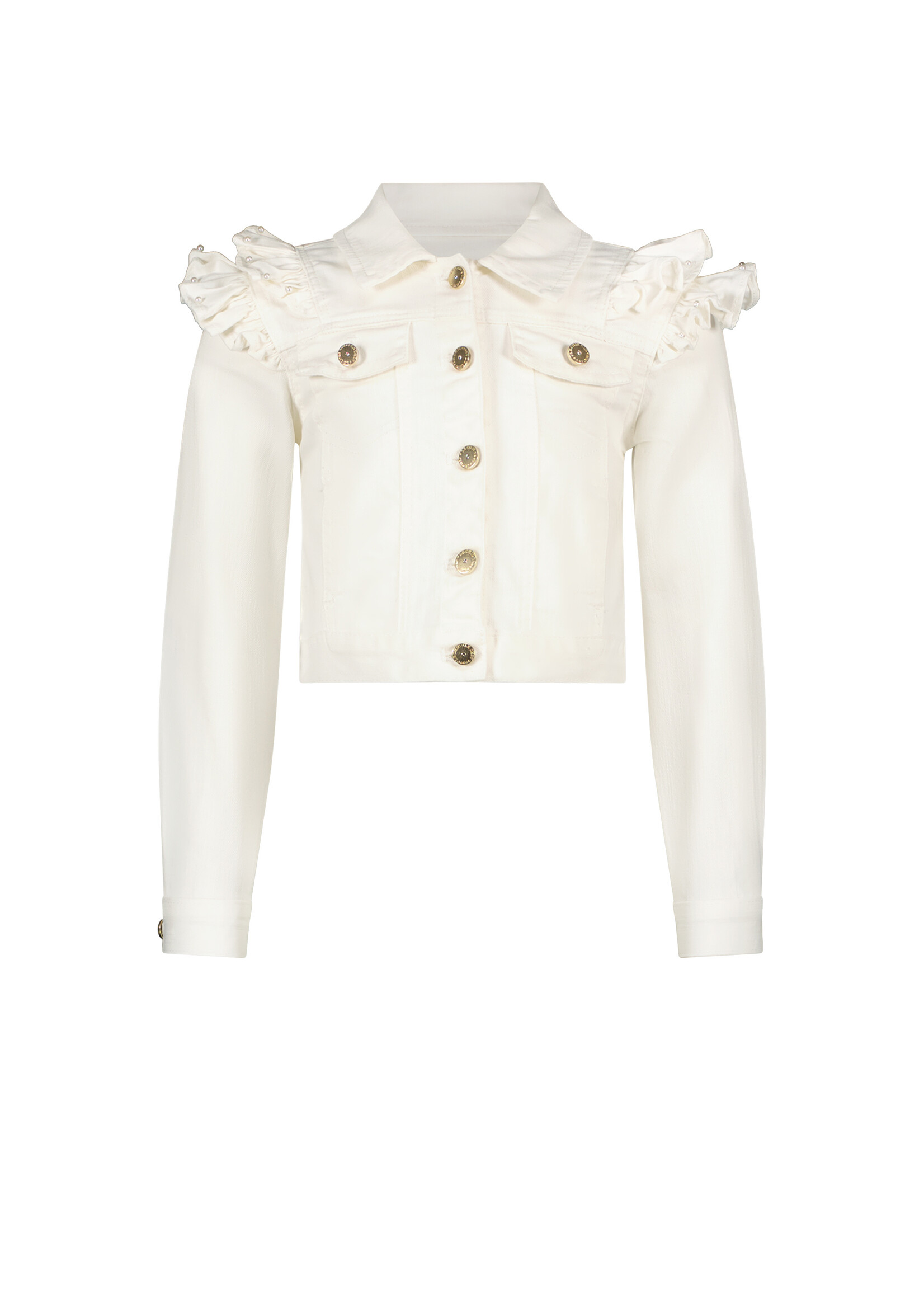 Le Chic Girls Kids C312-5180 ALLY ruffles at armhole jacket Off White