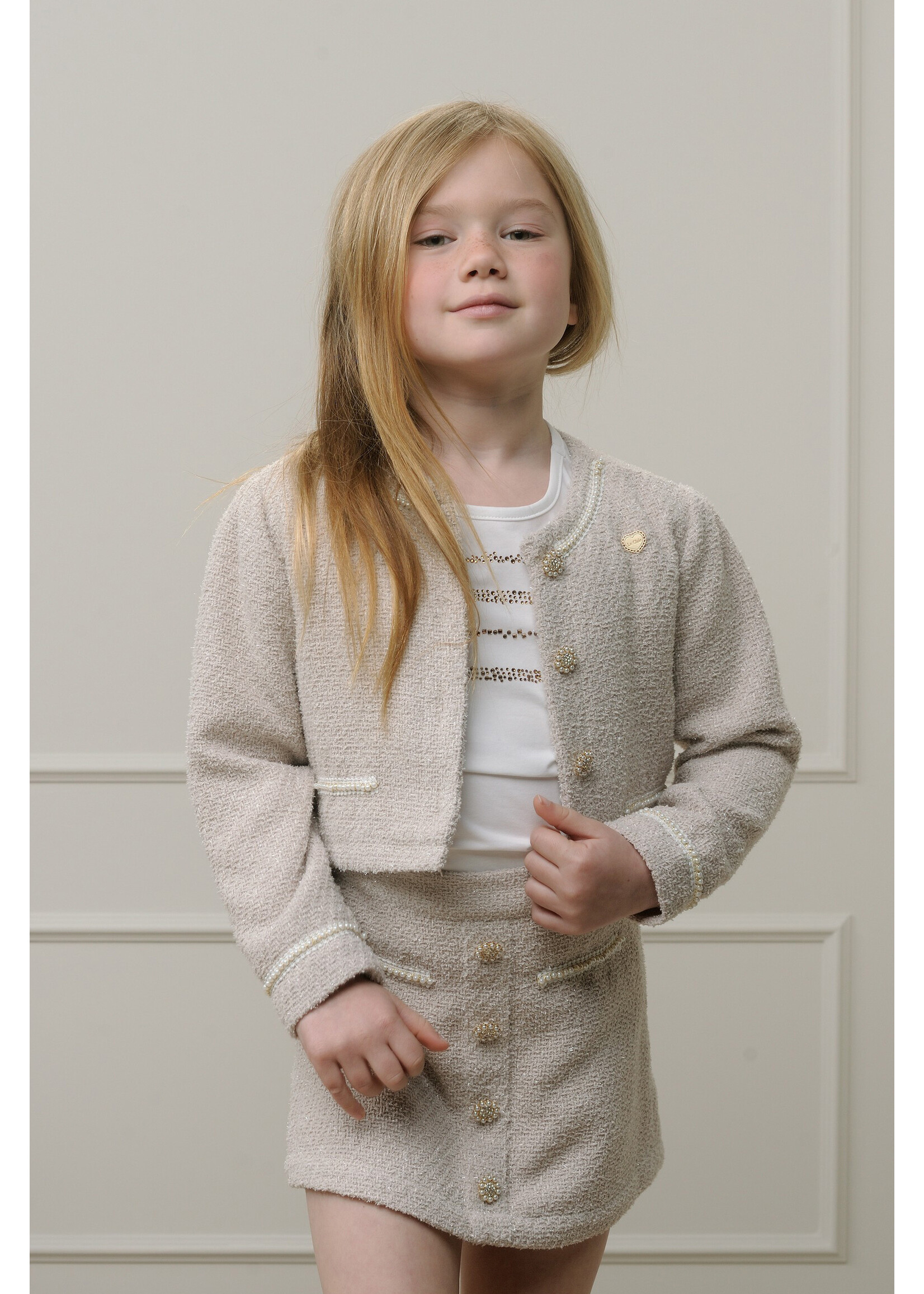 Le Chic Girls Kids C312-5142 AMY Chic tweed jacket Oatmeal Elite