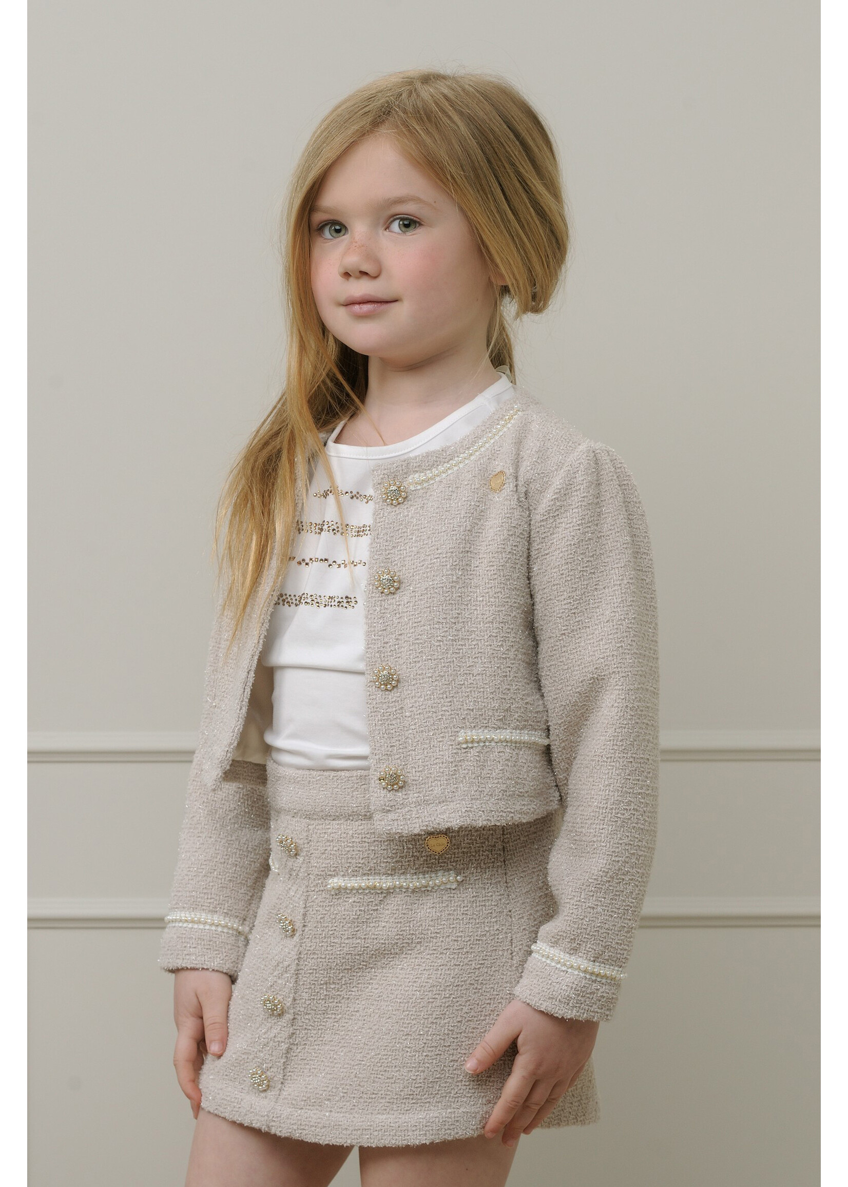 Le Chic Girls Kids C312-5142 AMY Chic tweed jacket Oatmeal Elite