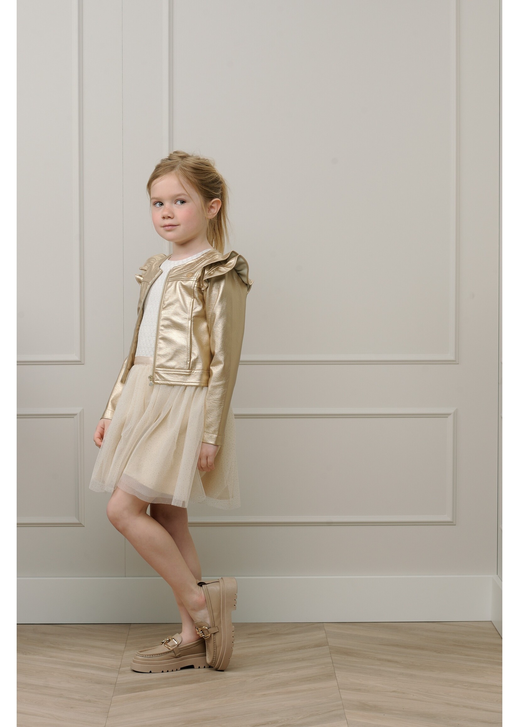 Le Chic Girls Kids C312-5120 ARLYN gold fake leather jacket Champagne