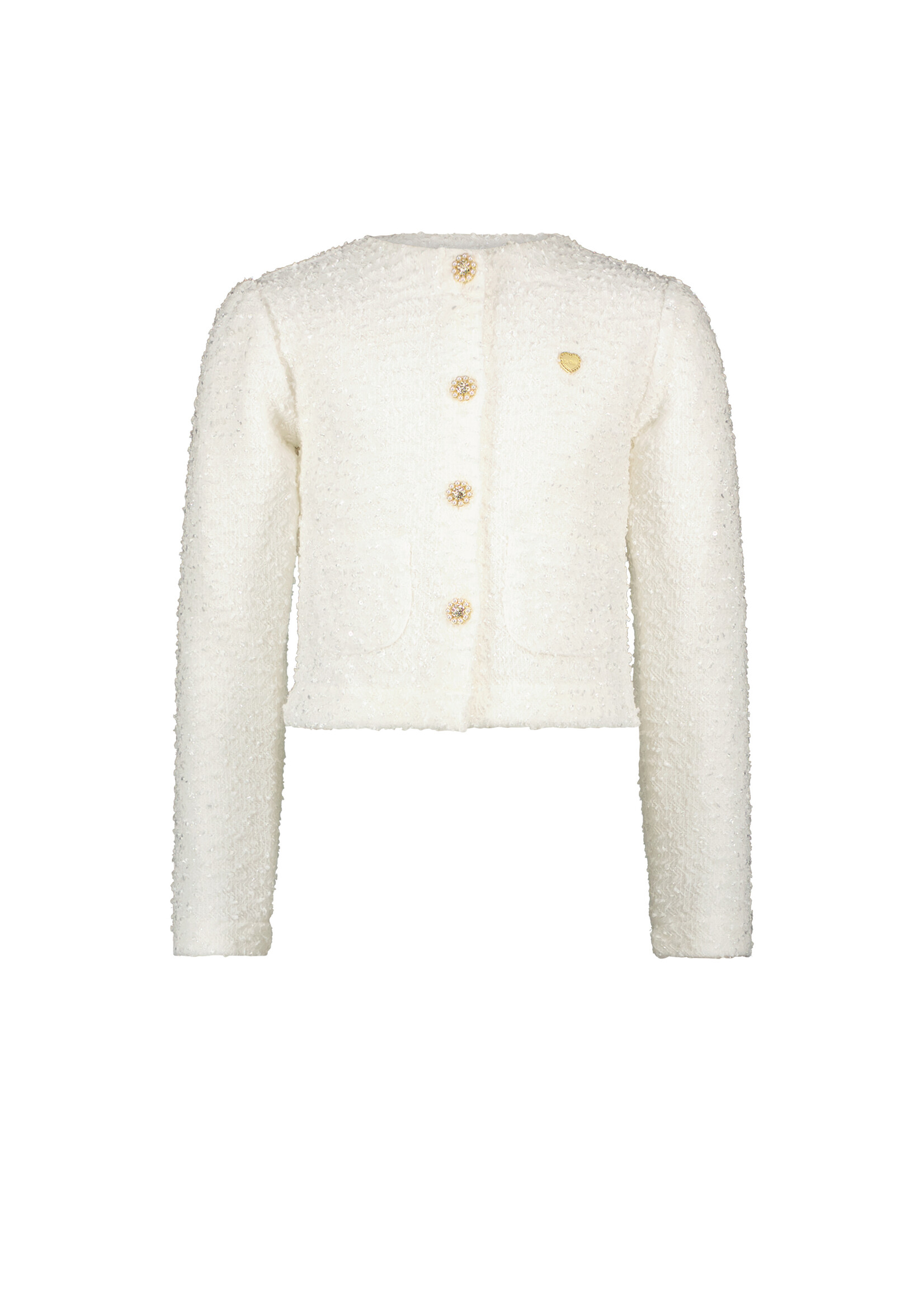 Le Chic Girls Kids C312-5115 AMSY glitter-knit jacket Off White