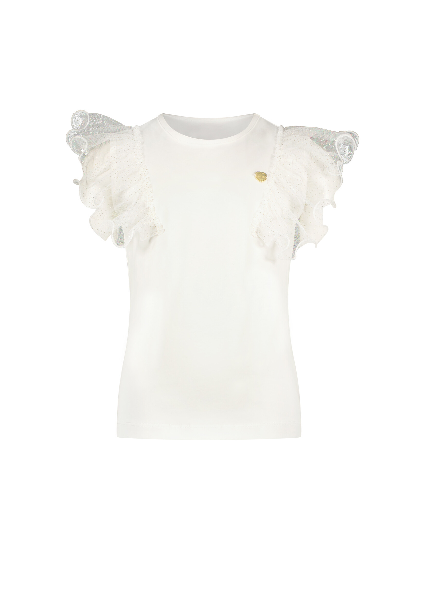 Le Chic Girls Kids C312-5402 NOBLESSE sparkly net T-shirt Off White