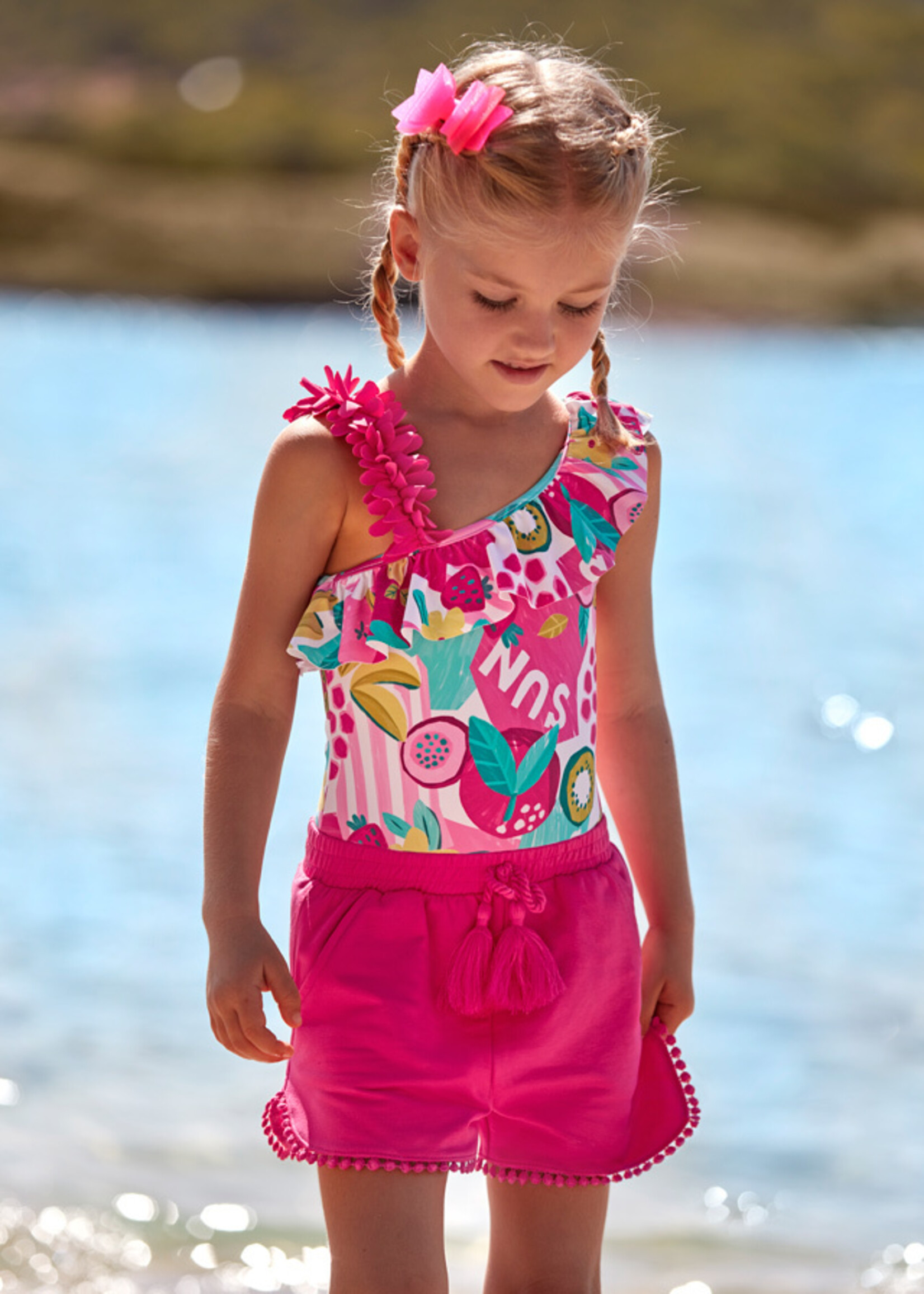 Mayoral Mini Girl            607 Chenille shorts               Flamingo