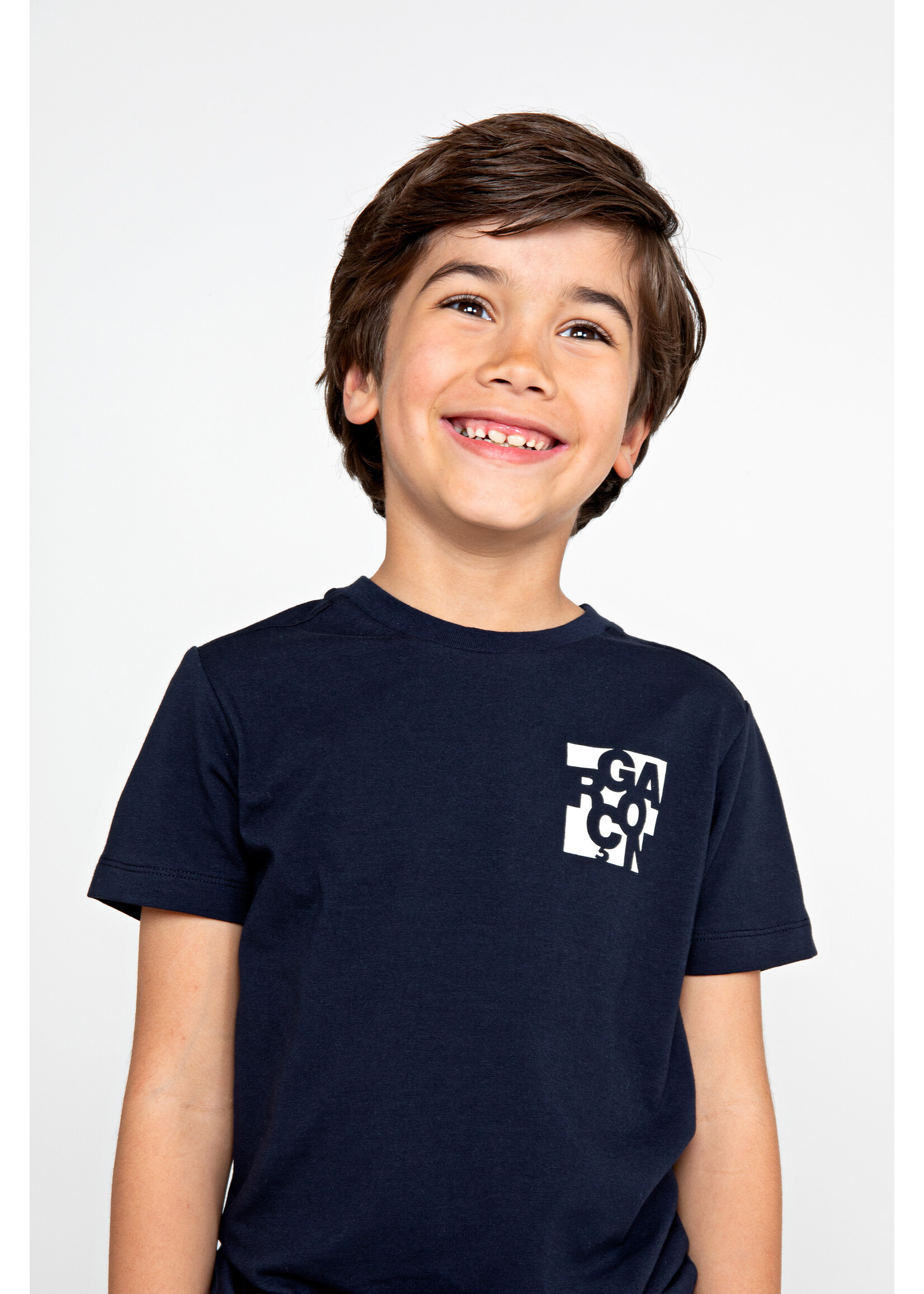 Le Chic Boys Kids L312-6401 NOLAN chest logo T-shirt Navy