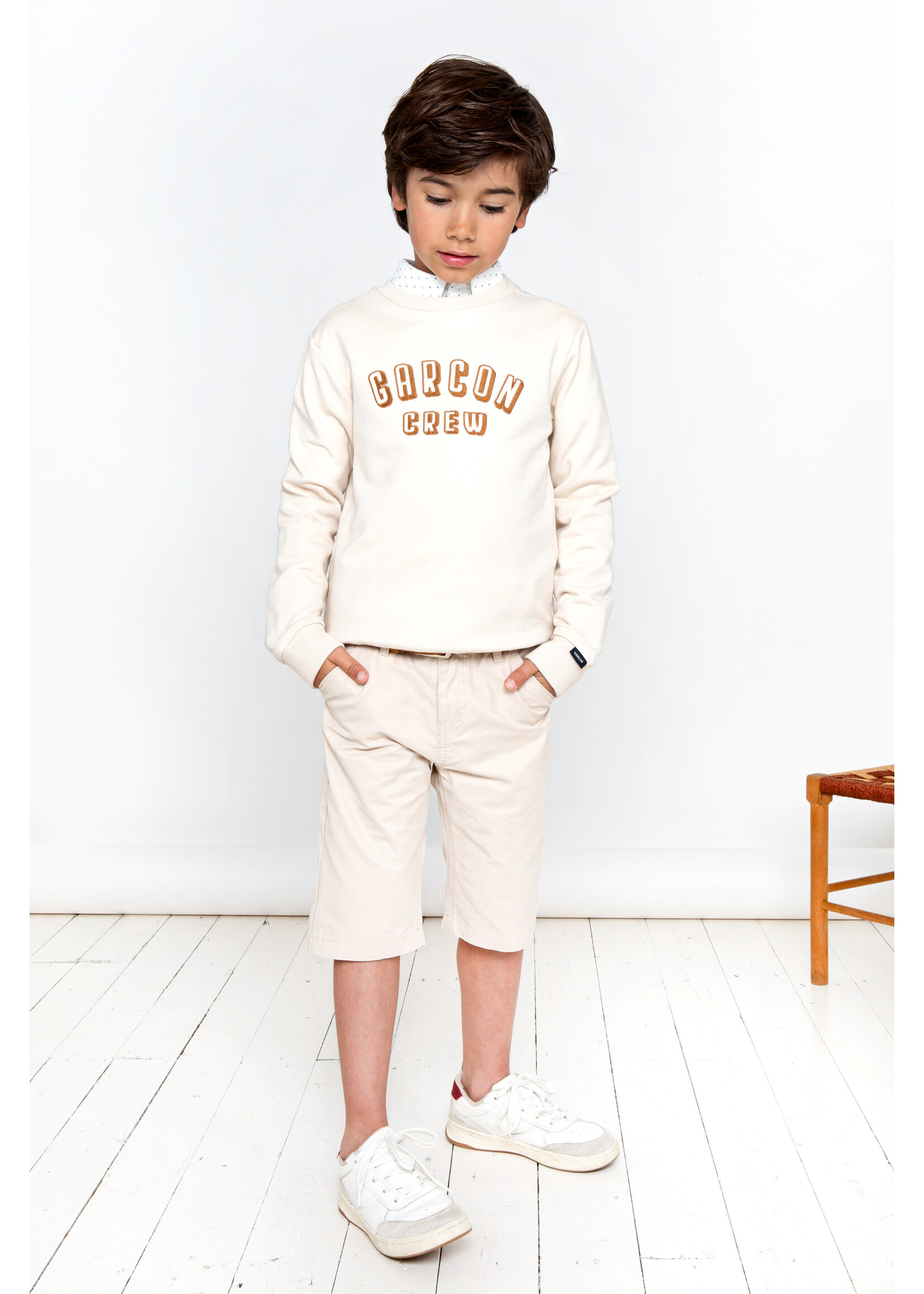 Le Chic Boys Kids L312-6324 OLIVER spring logo sweater Light Sand