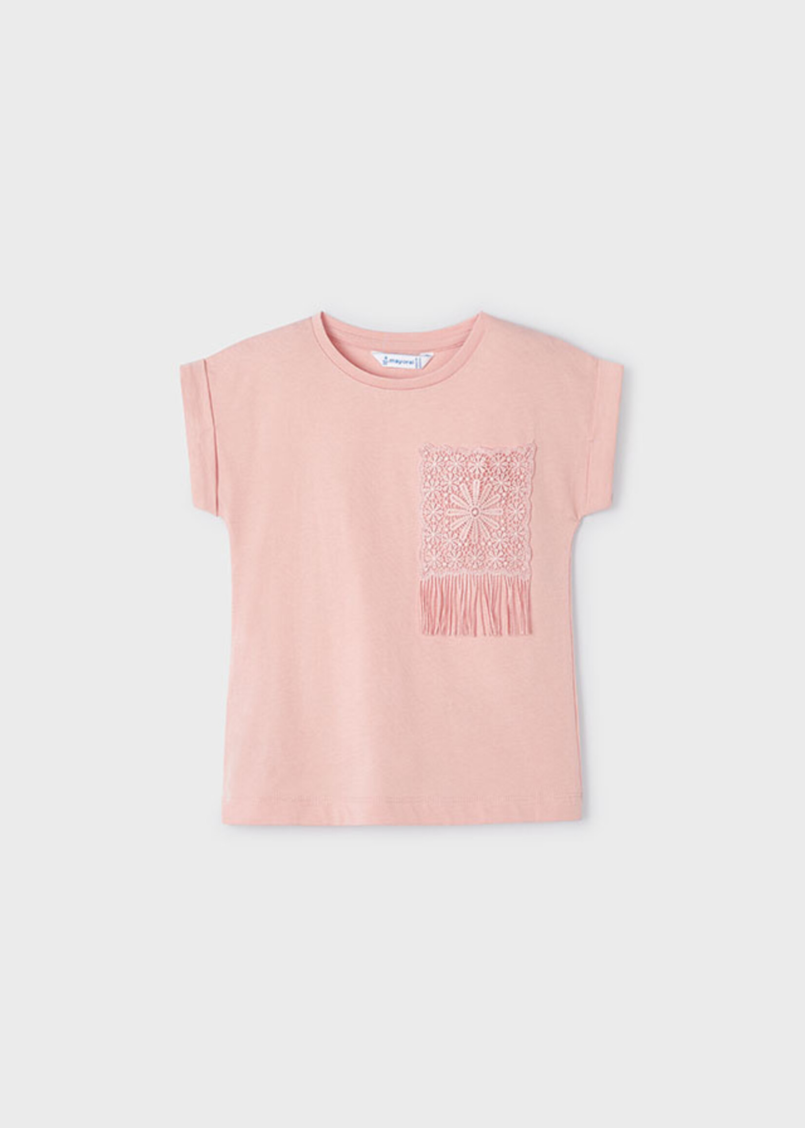 Mayoral Mini Girl            3087 S/s crochet t-shirt           Blush