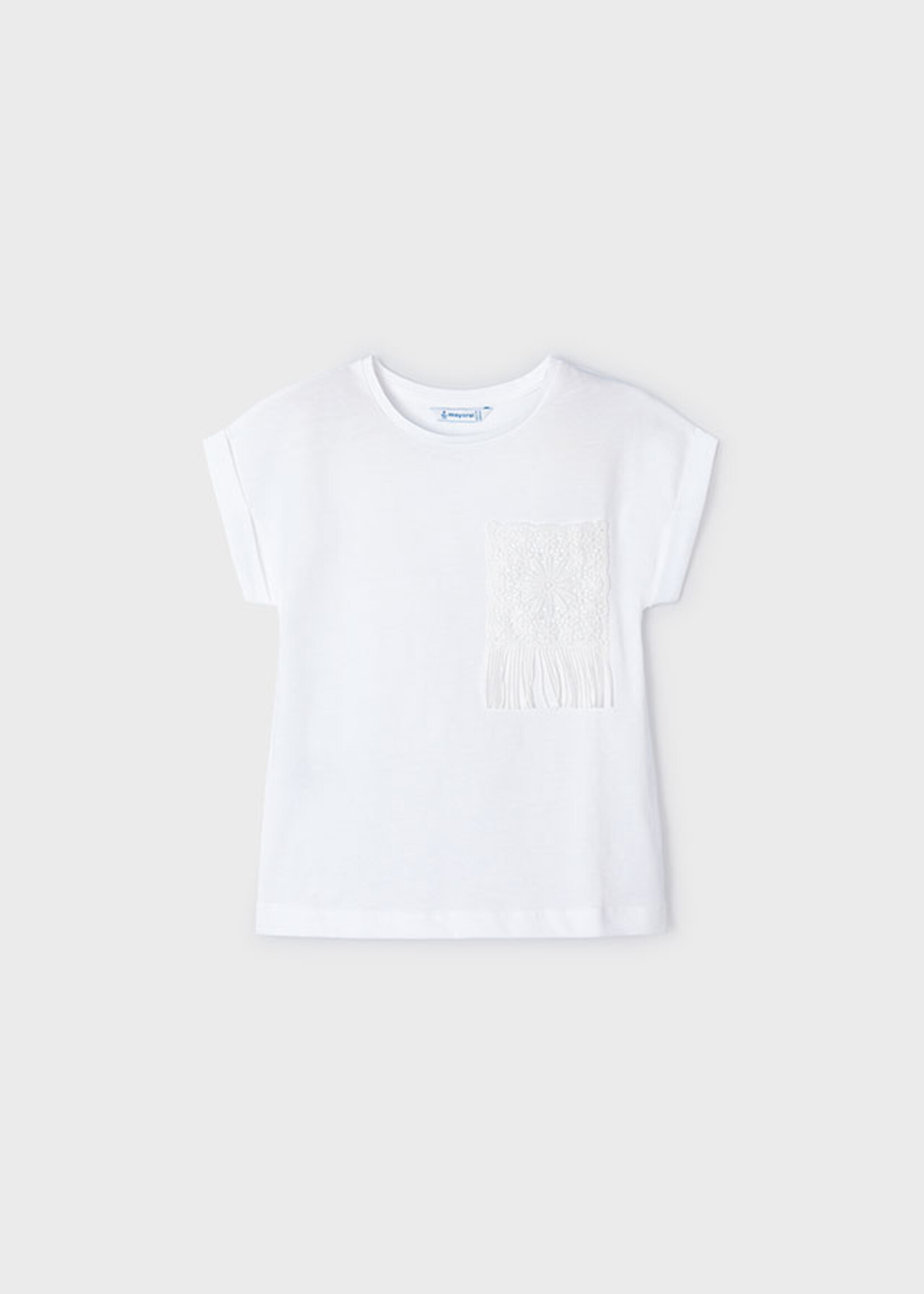 Mayoral Mini Girl            3087 S/s crochet t-shirt           White