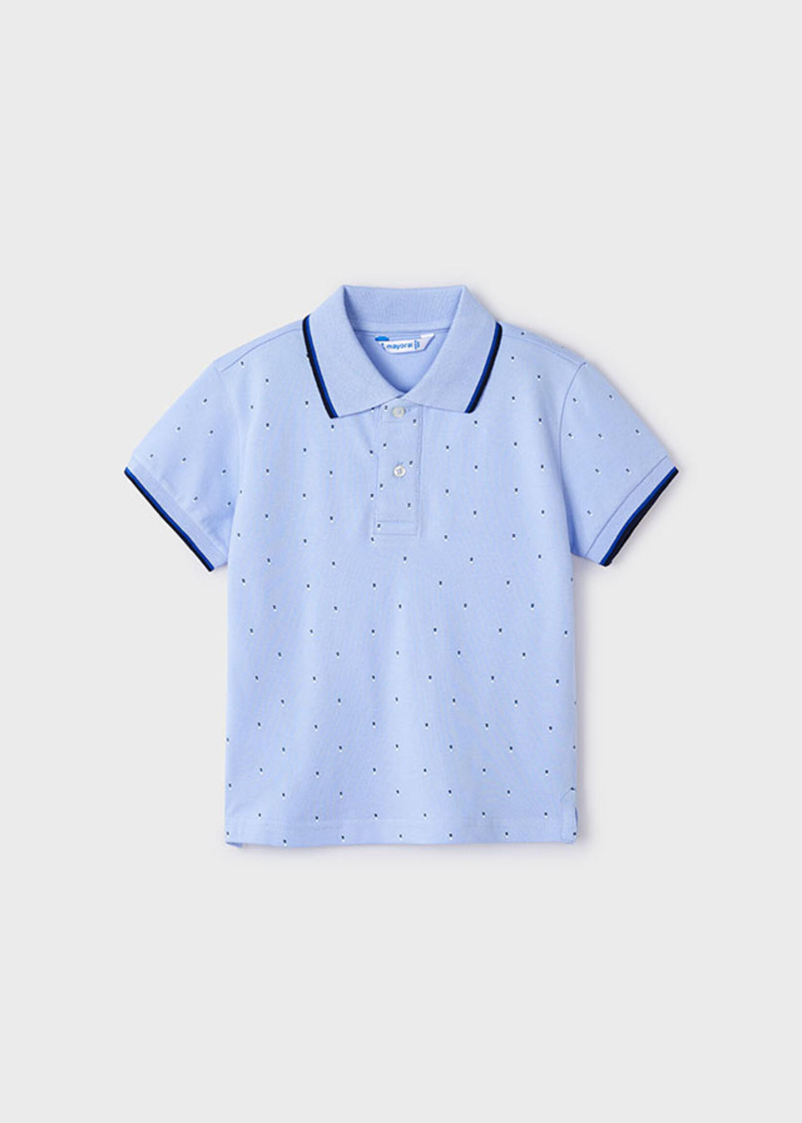 Mayoral Mini Boy             3109 S/s print polo                Powder blu