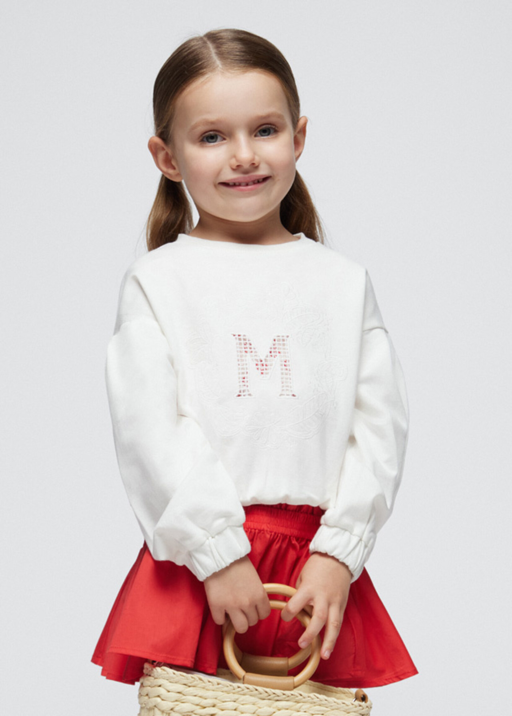 Mayoral Mini Girl            3468 Embroidered pullover          Natural