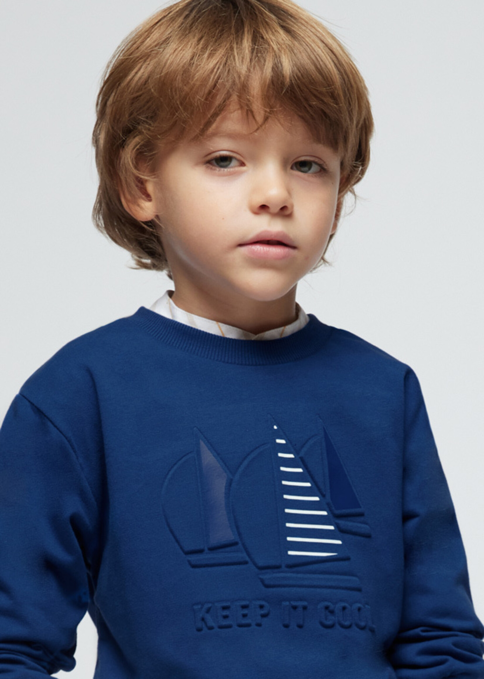 Mayoral Mini Boy             3481 Pullover embossed print       Cyan