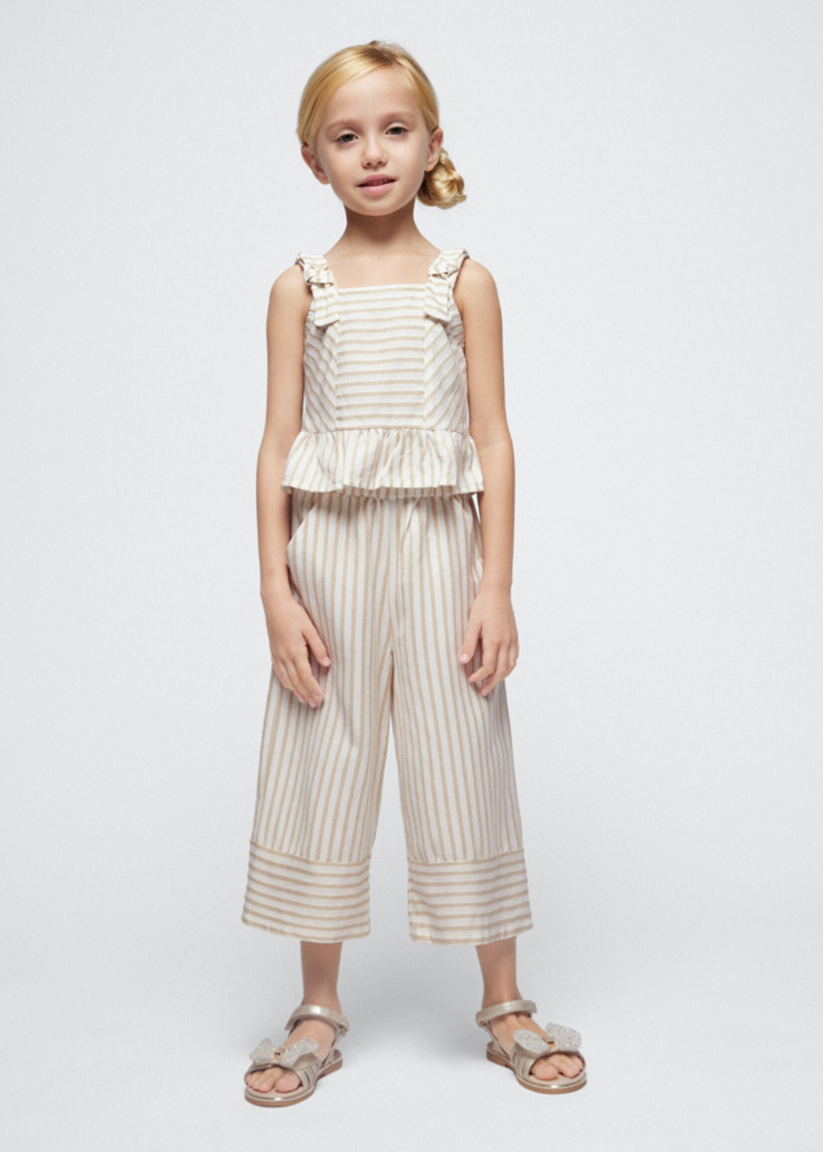 Mayoral Mini Girl            3539 Stripes long trousers         Beige