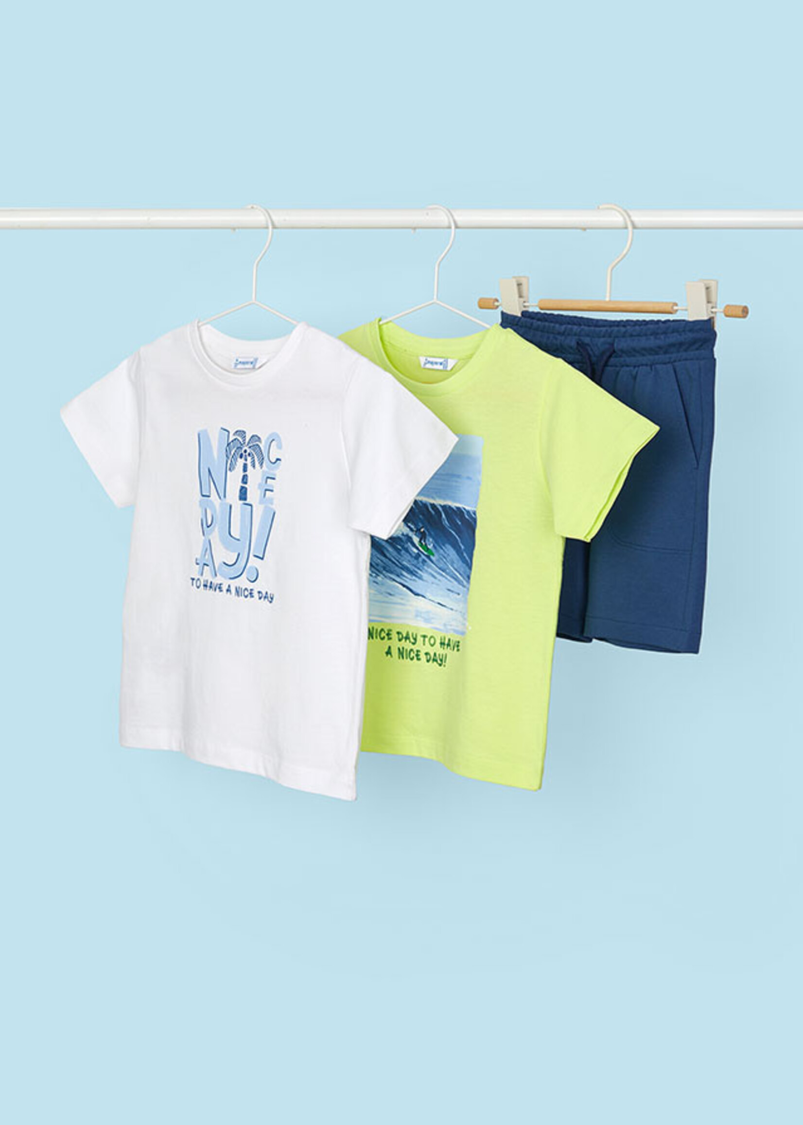 Mayoral Mini Boy             3608 Knit set with 2 t-shirts      Lime