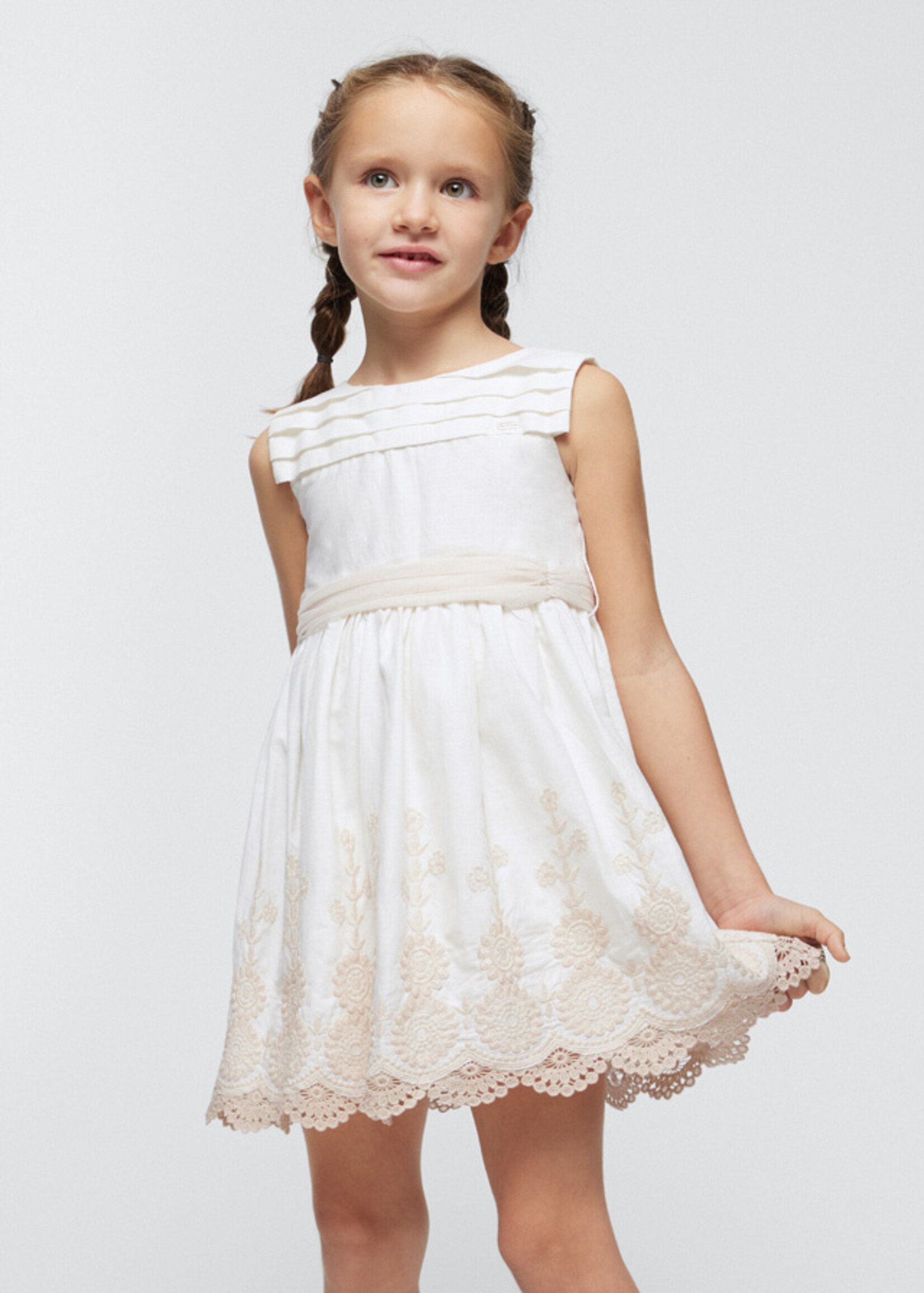 Mayoral Mini Girl            3917 Embroidered dress             Natural