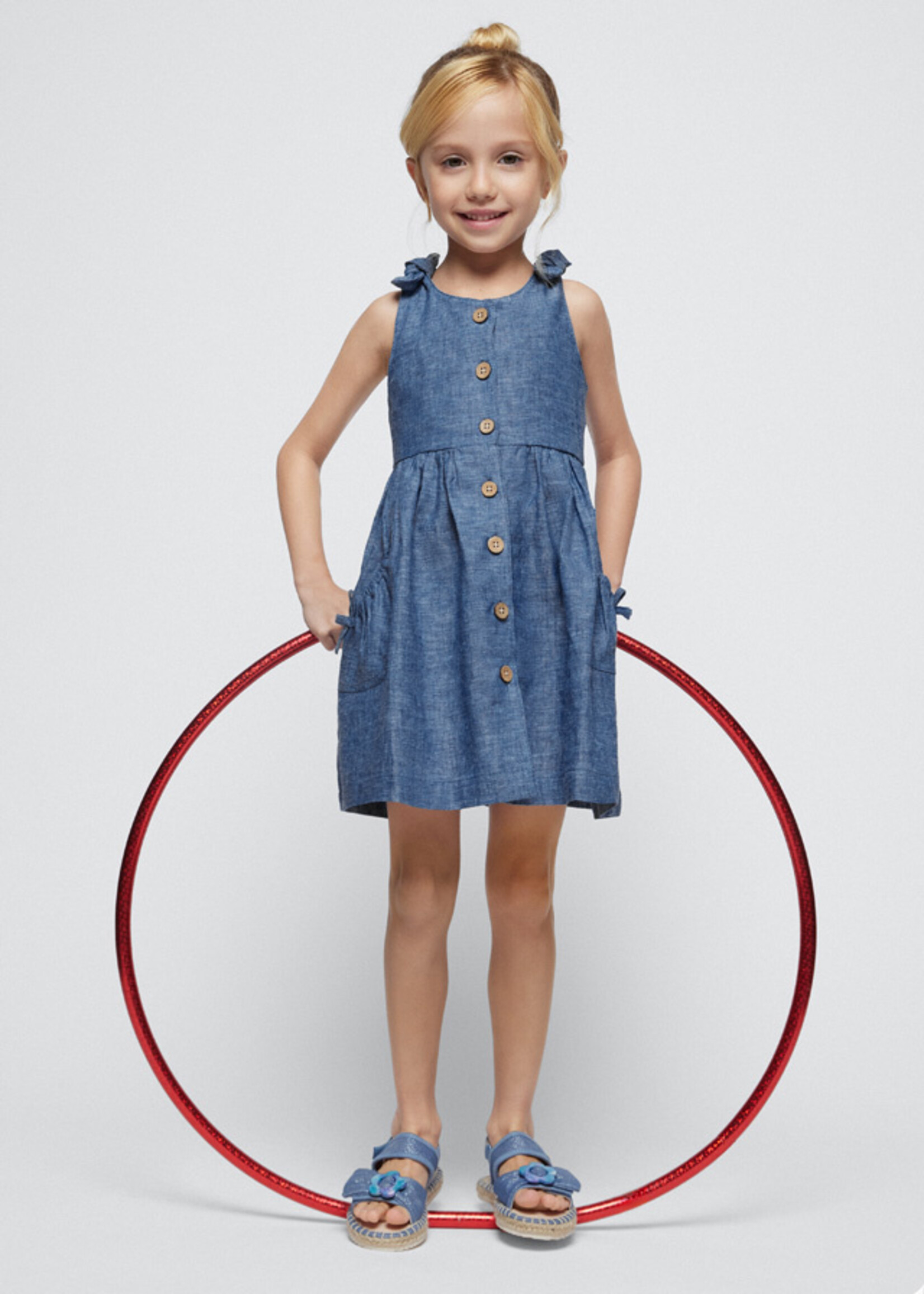 Mayoral Mini Girl            3928 Linen dress                   Blue