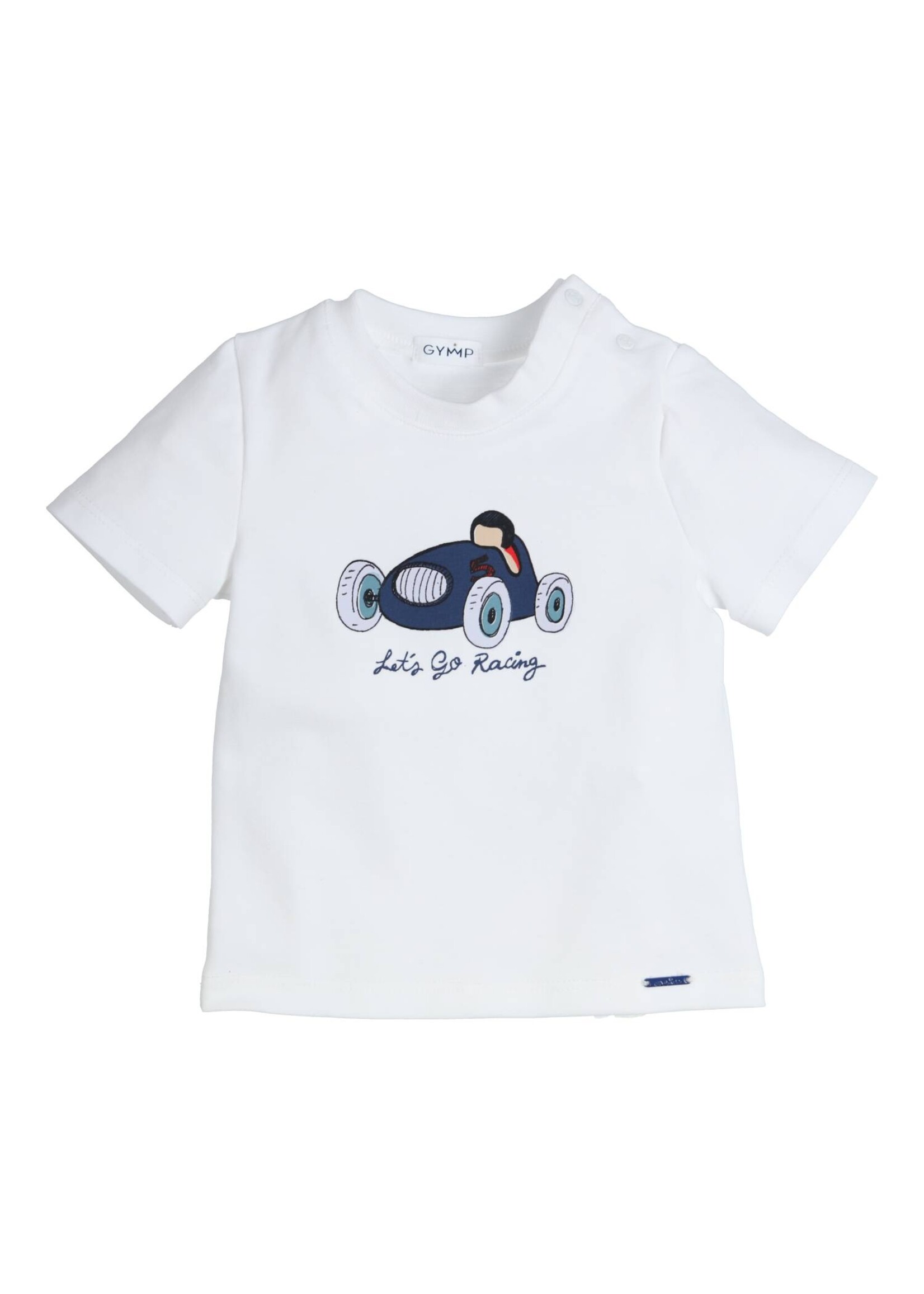 Gymp Boys T-shirt Aerobic Let's go racing 353-4443-20 White