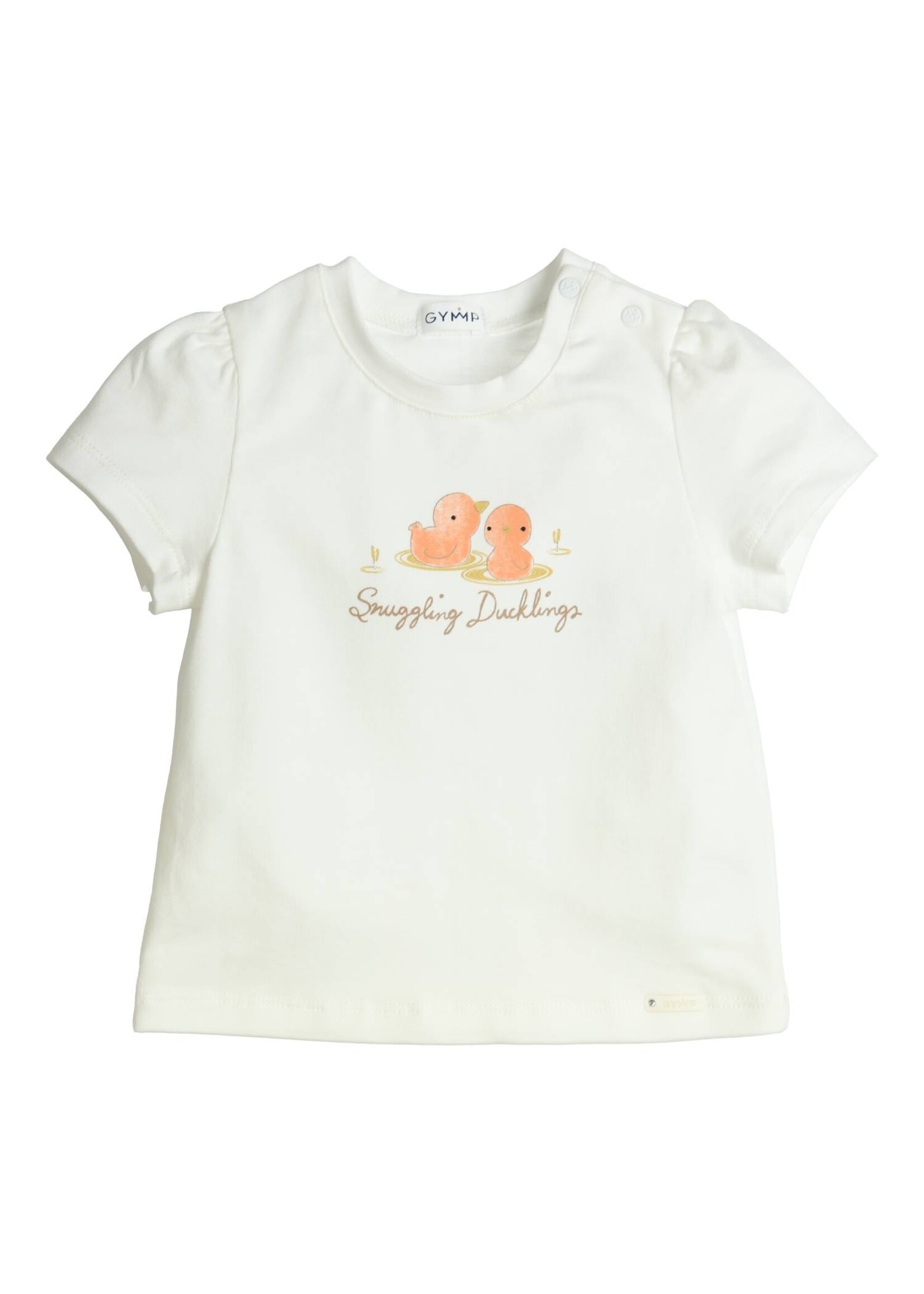 Gymp Girls T-shirt Aerobic Snuggling Ducklings 353-4260-10 Off White - Orange