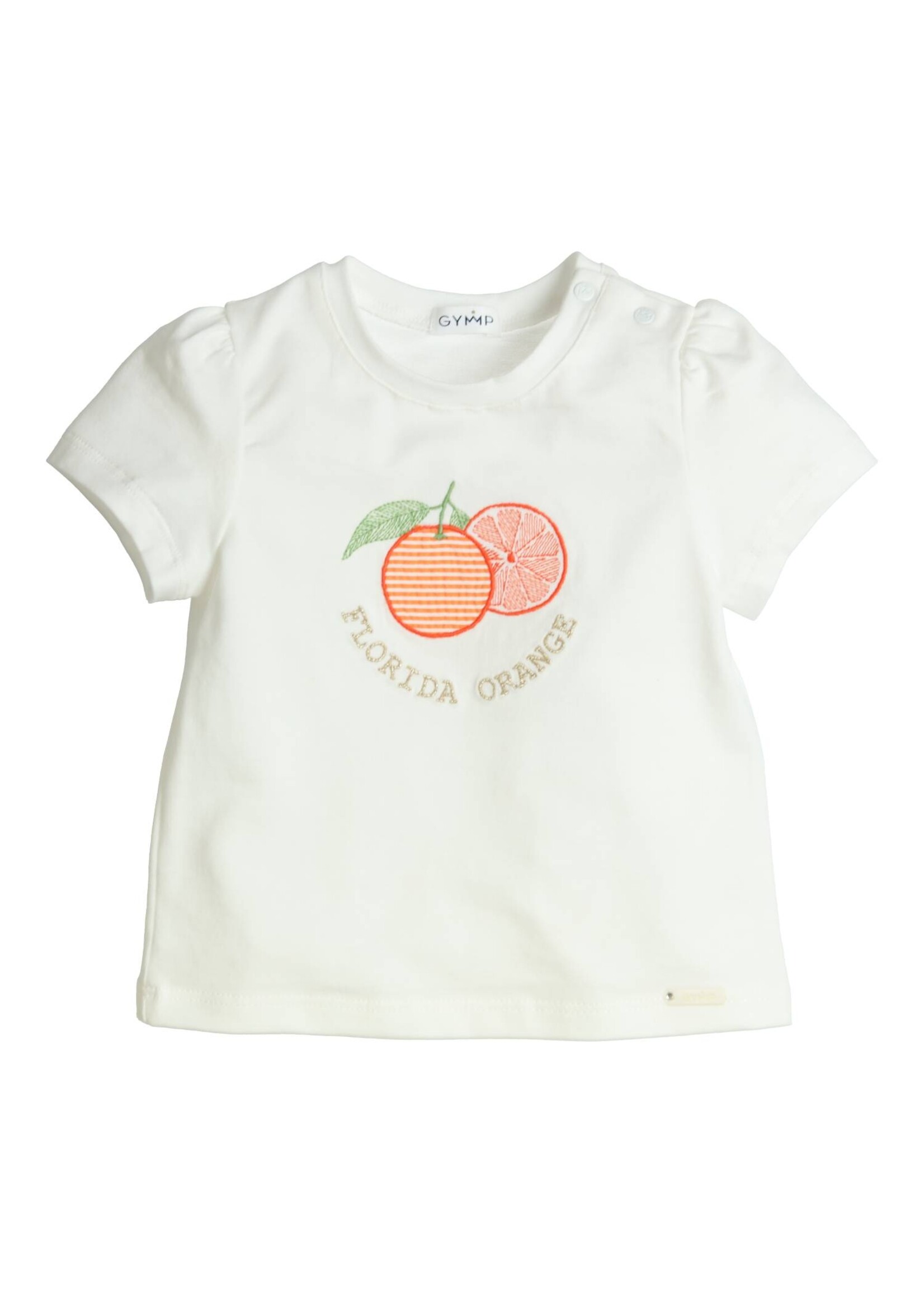 Gymp Girls T-shirt Aerobic Florida Orange 353-4238-10 Off White