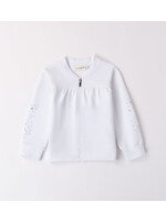 Ido 08311 OPEN LONG SLEEVE SWEATER WITH ZIP OR BUTTONS OPTICAL WHITE