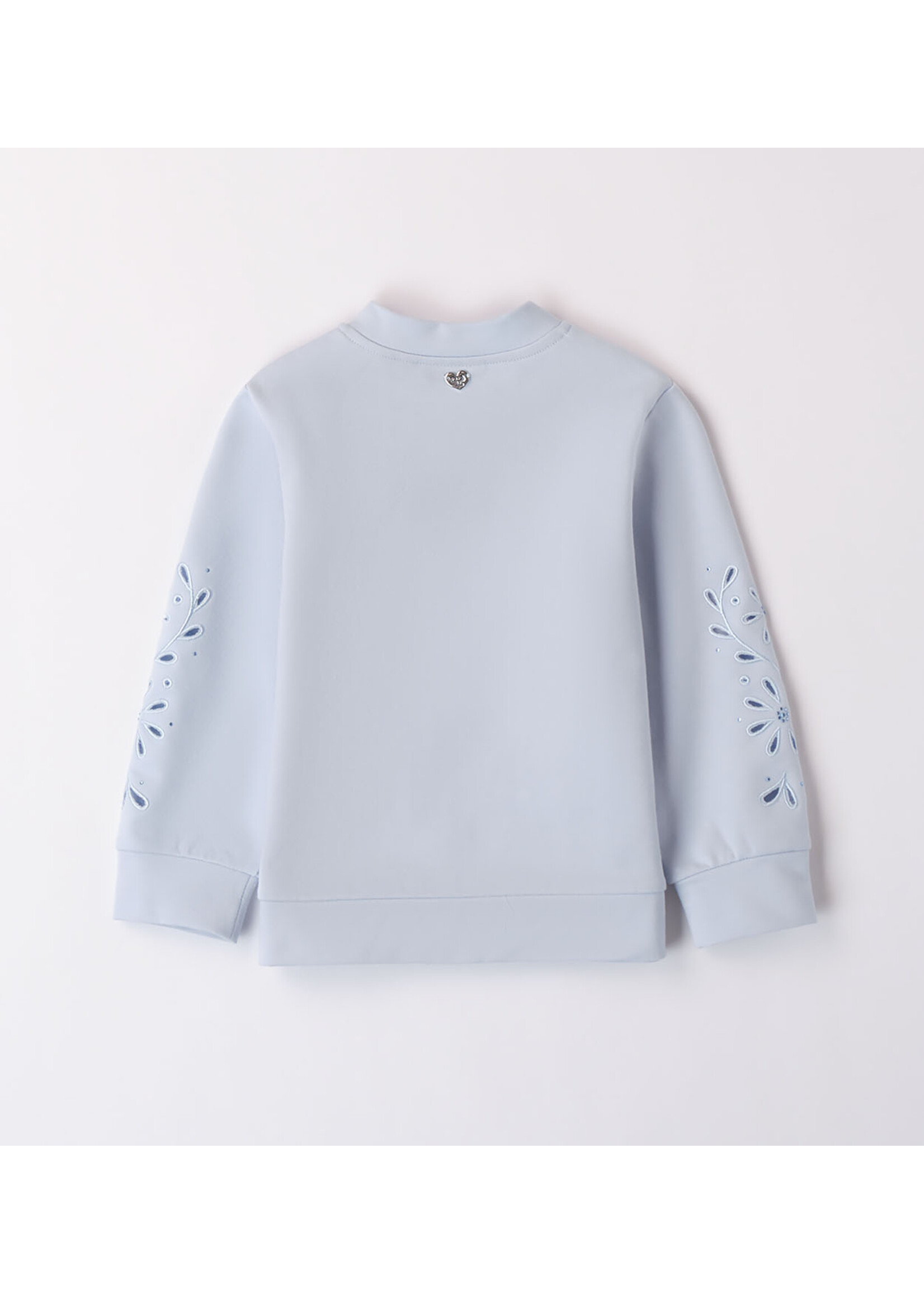 Ido 08311 OPEN LONG SLEEVE SWEATER WITH ZIP OR BUTTONS LIGHT BLUE