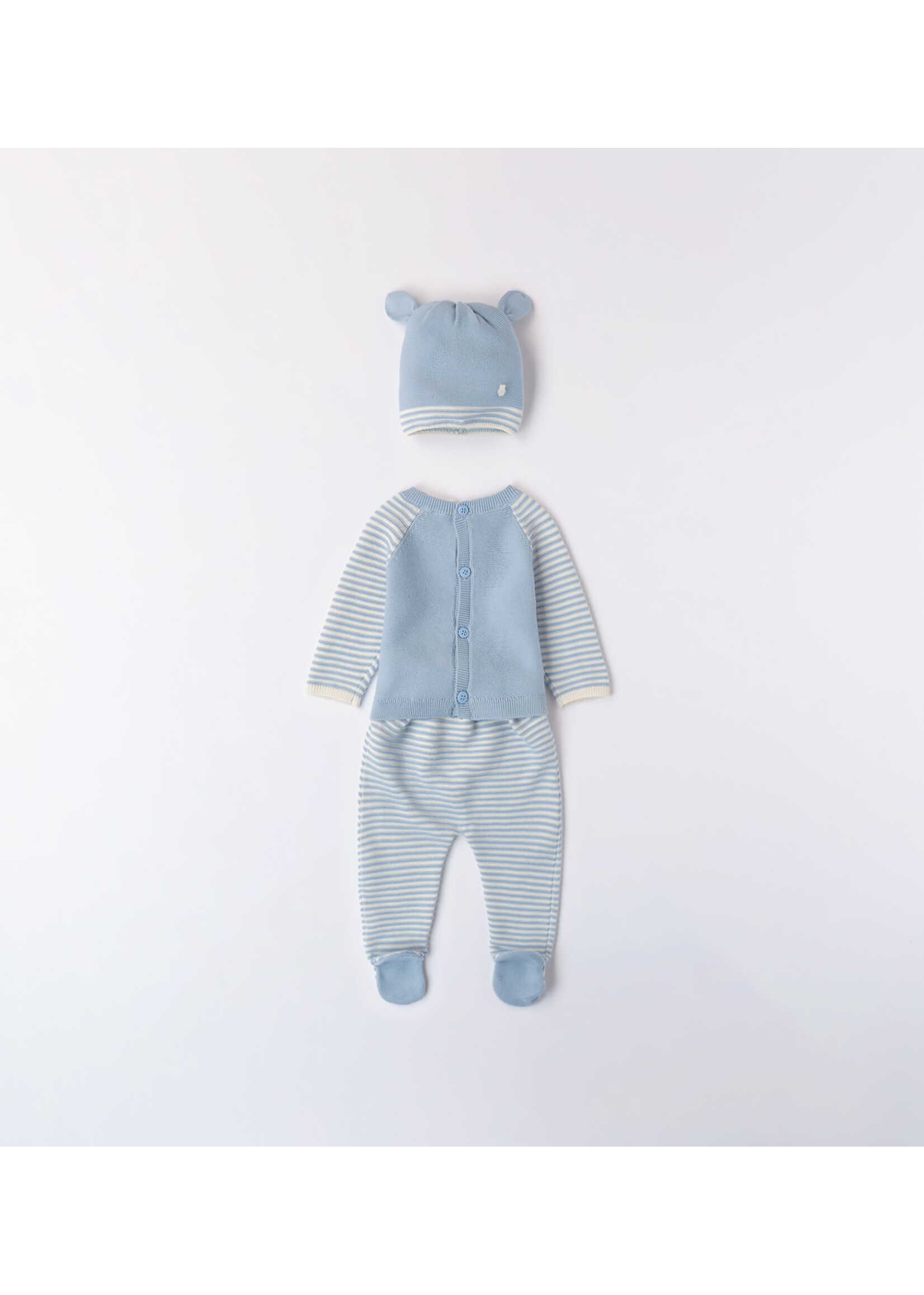 Ido 38617 TWO PIECES ROMPERS SUIT WITH FEET BLUE