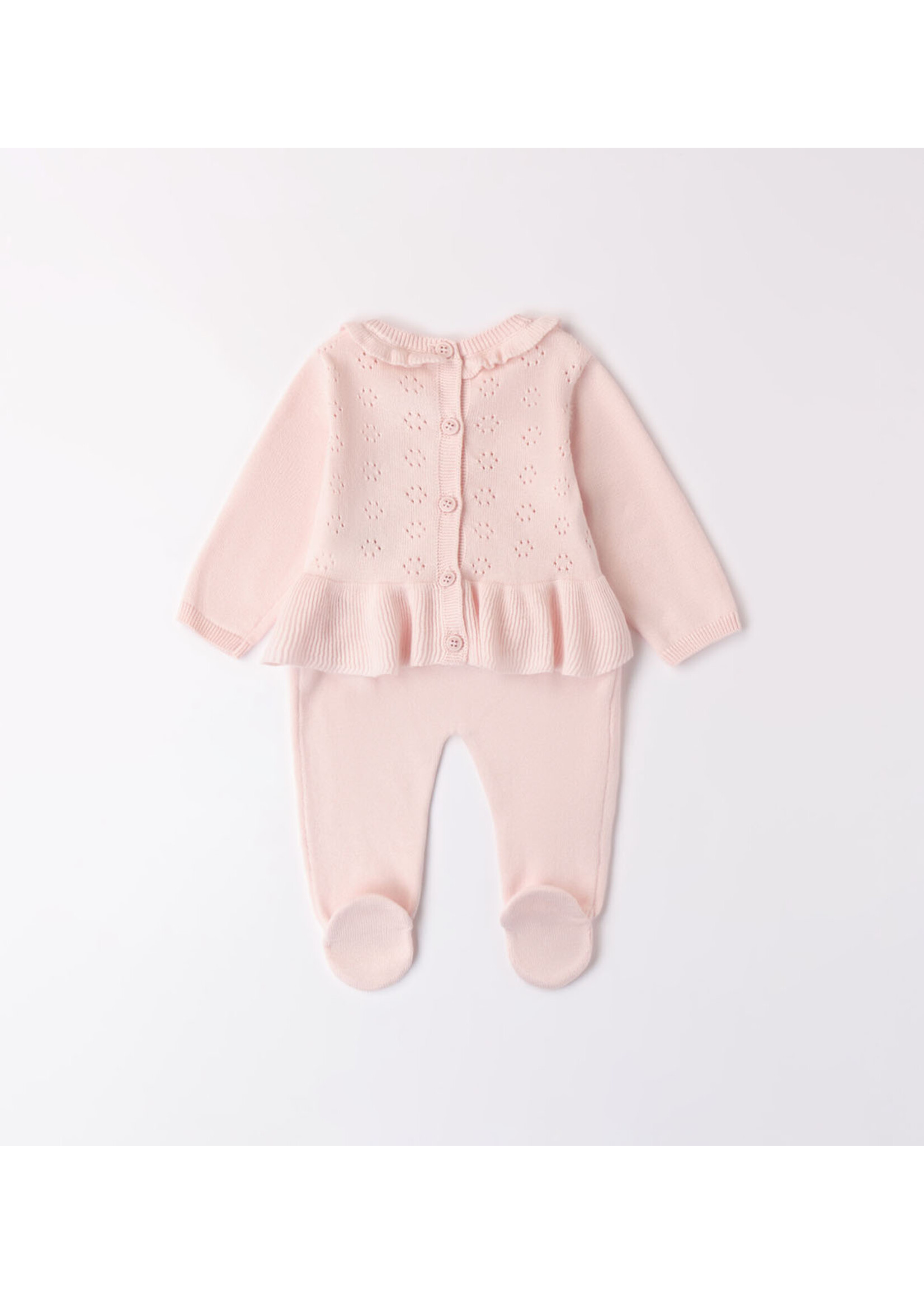 Ido 38700 TWO PIECES ROMPERS SUIT WITH FEET LIGHT PINK