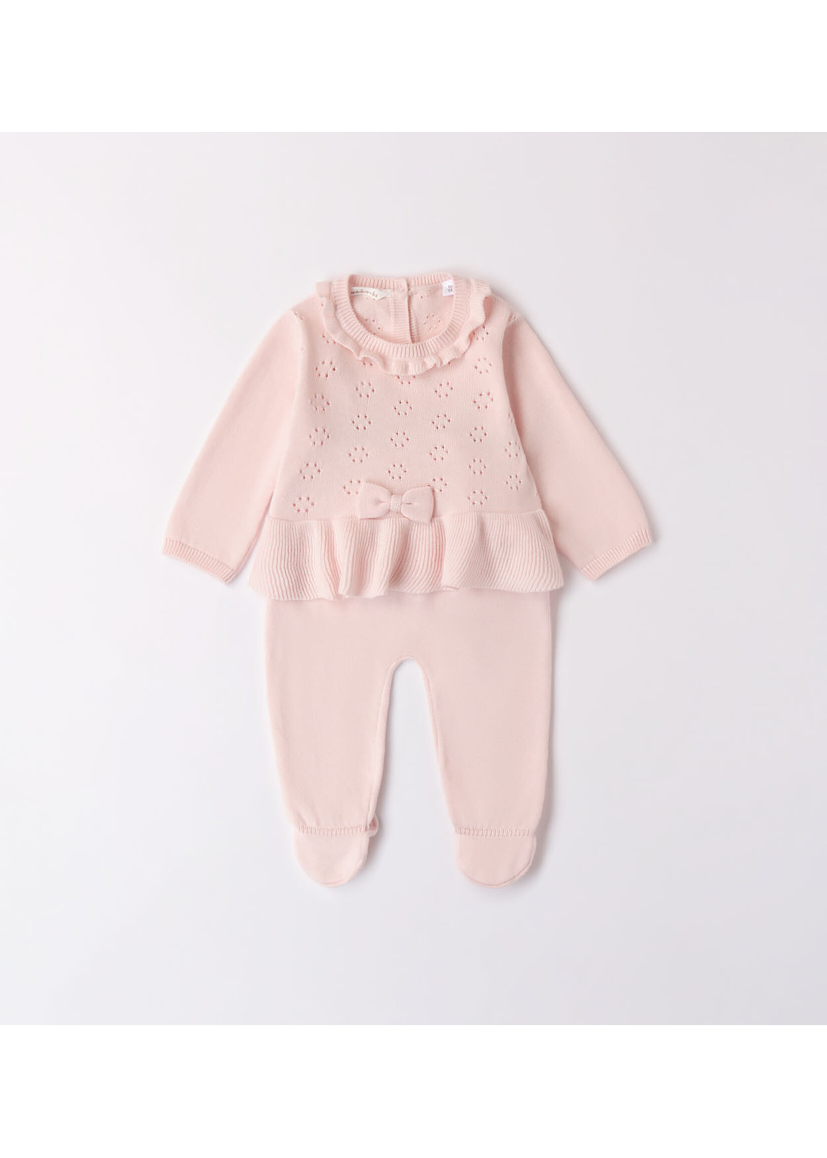 Ido 38700 TWO PIECES ROMPERS SUIT WITH FEET LIGHT PINK