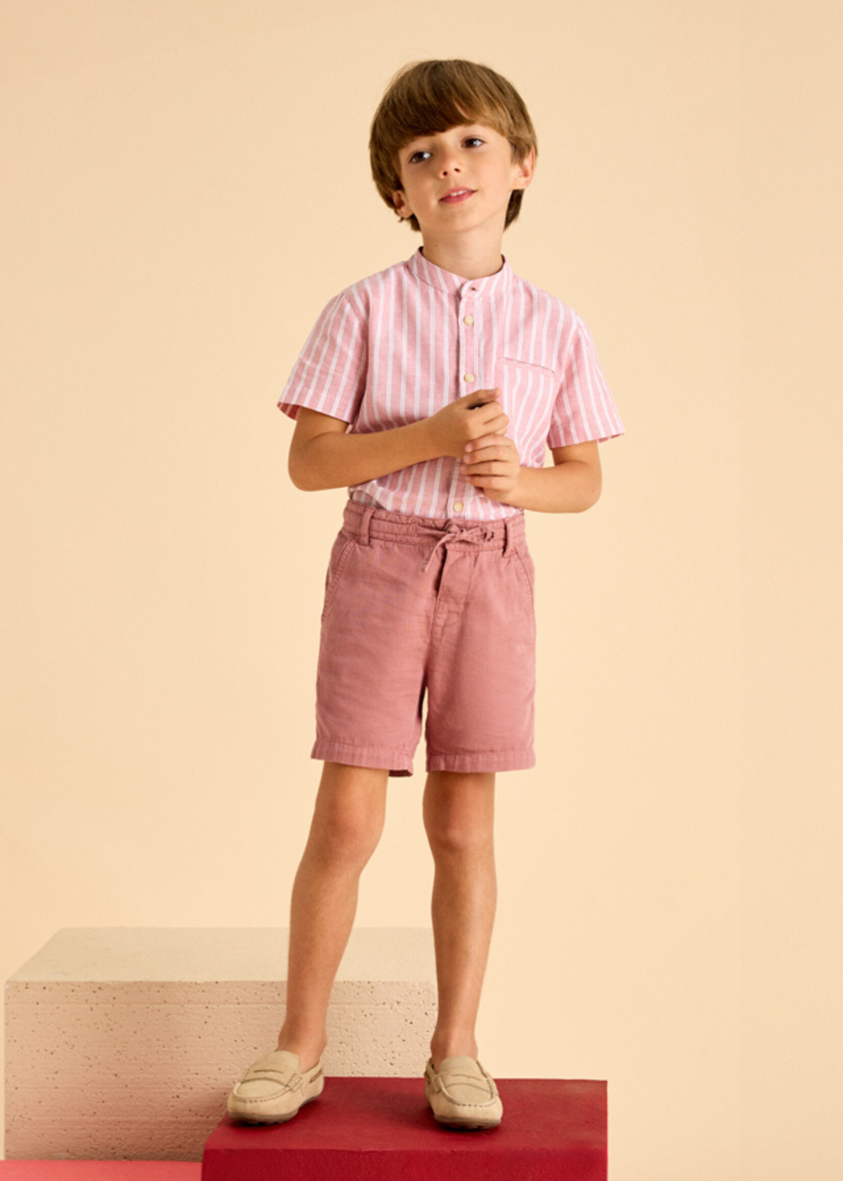 Mayoral Mini Boy             3226 Linen bermuda shorts          Guava