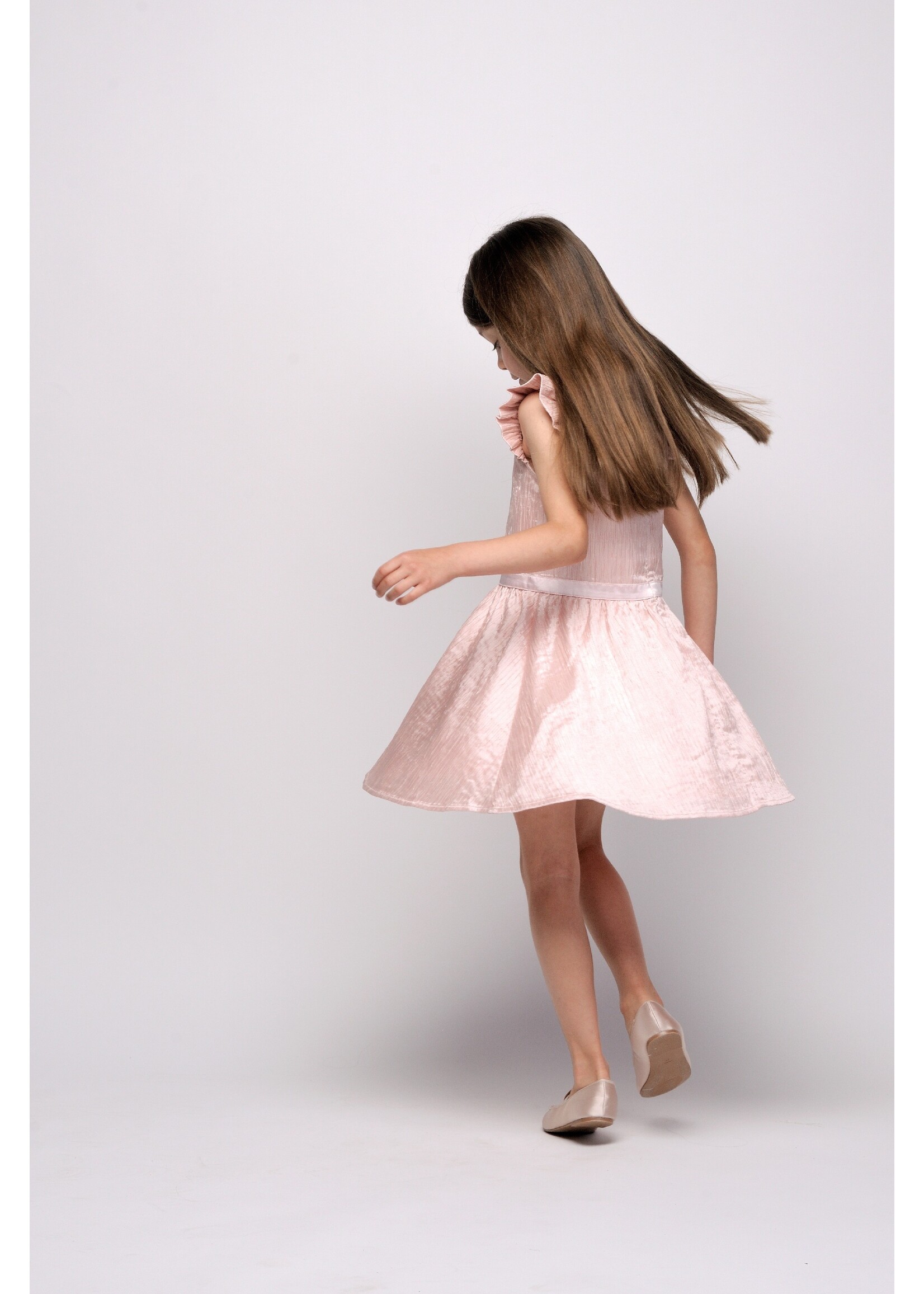 Le Chic Girls Kids C411-5802 SYMIRA crushed satin dress Pinky Promise