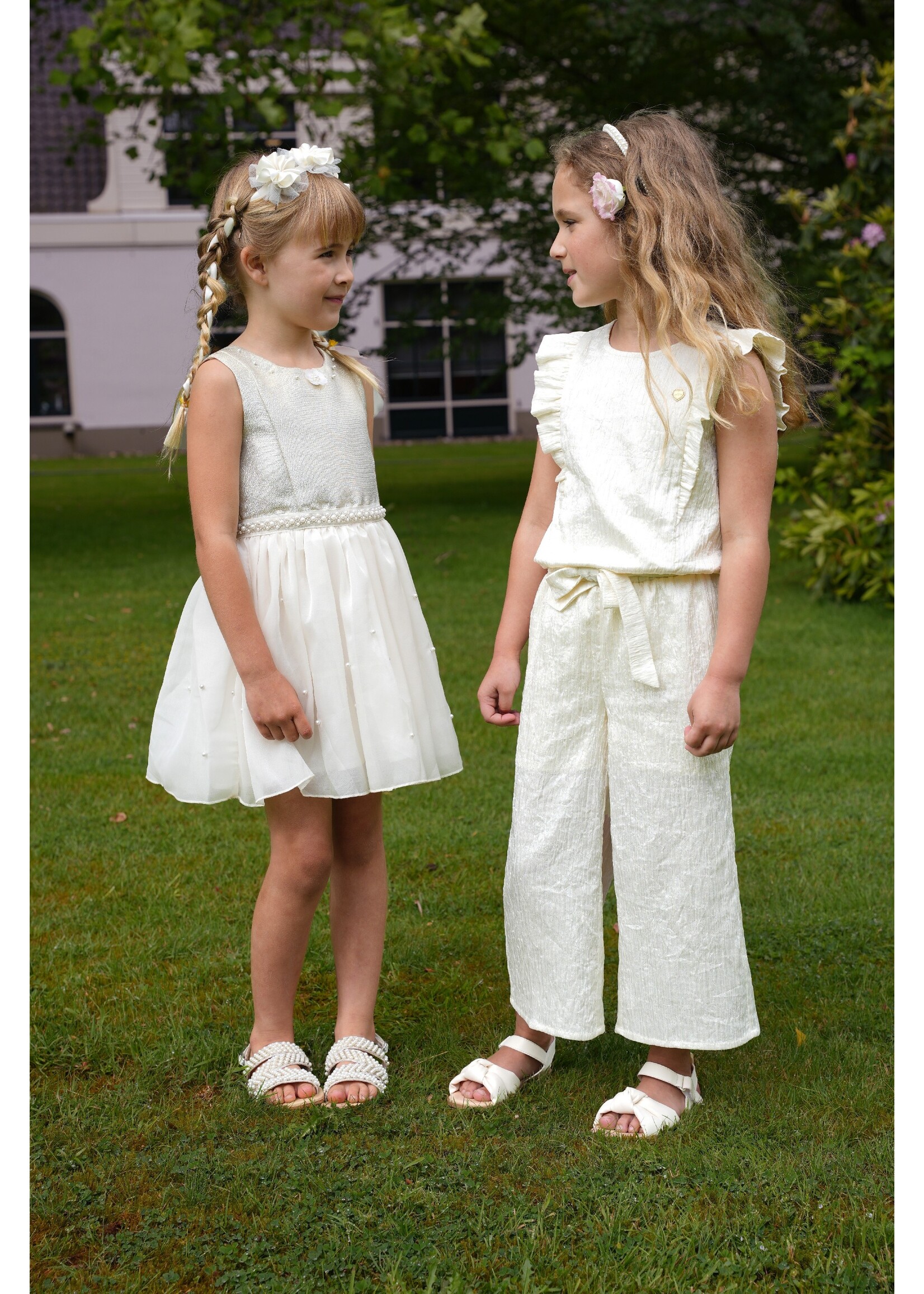 Le Chic Girls Kids C411-5632 KYROLA crushed satin jumpsuit Dreamy Creamy