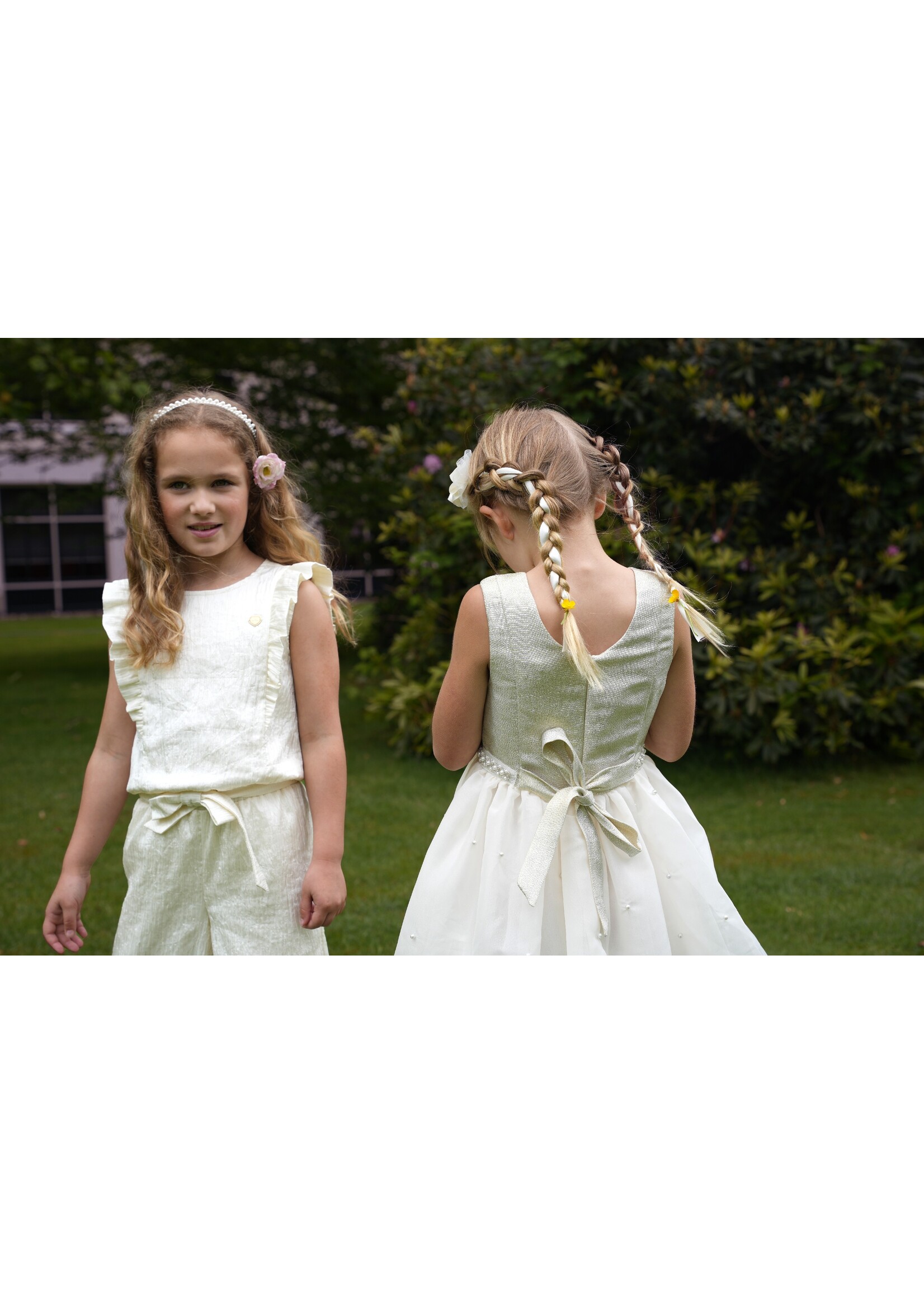 Le Chic Girls Kids C411-5632 KYROLA crushed satin jumpsuit Dreamy Creamy