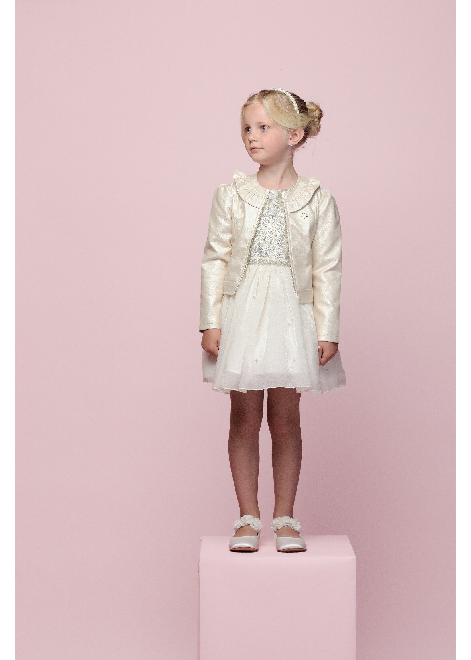 Le Chic Girls Kids C411-5120 ARLETTE fake leather jacket Pearled Ivory