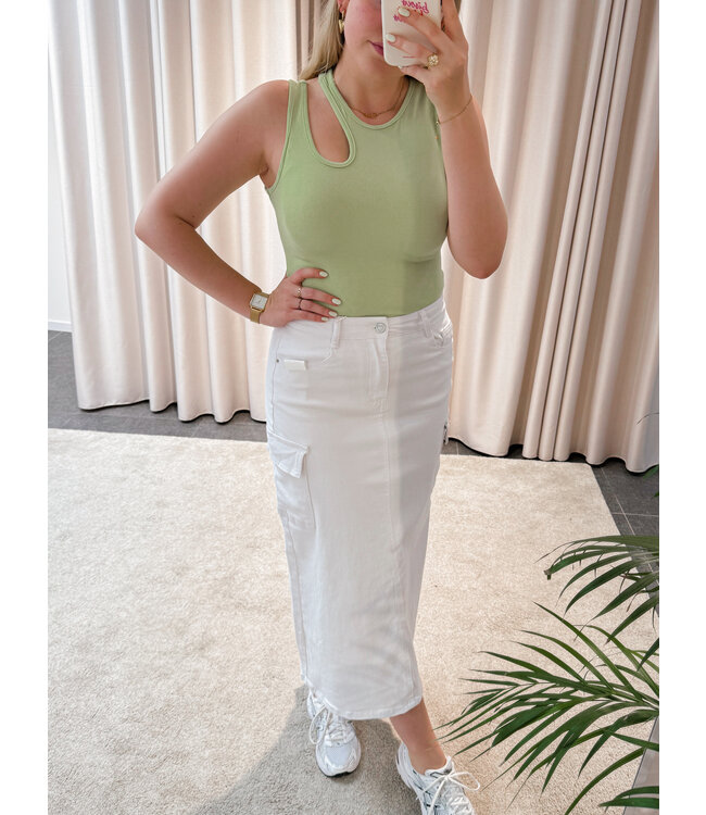 BO CARGO DENIM SKIRT - WHITE