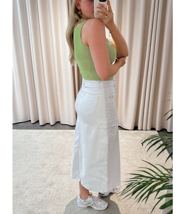 BO CARGO DENIM SKIRT - WHITE