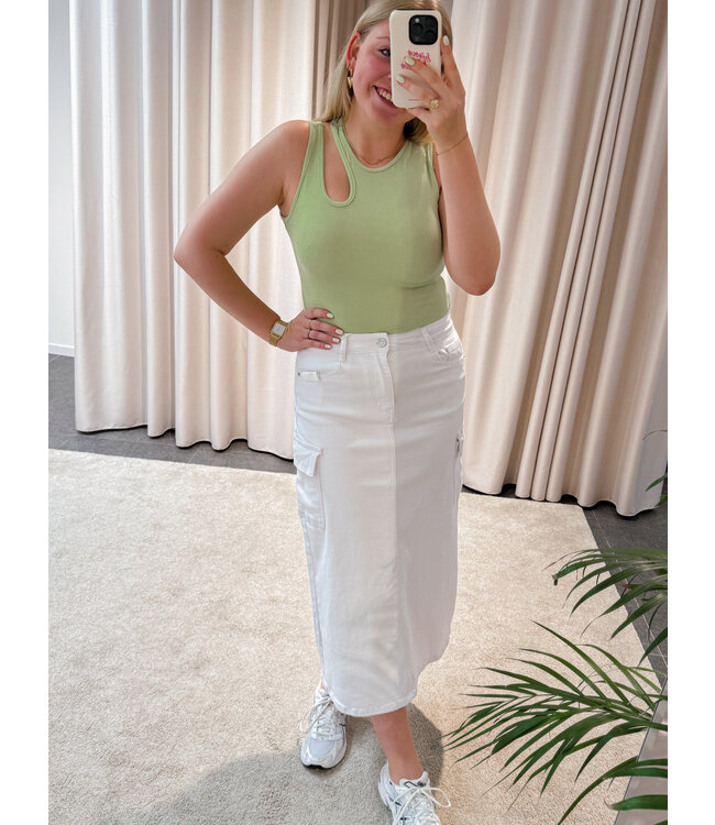 BO CARGO DENIM SKIRT - WHITE