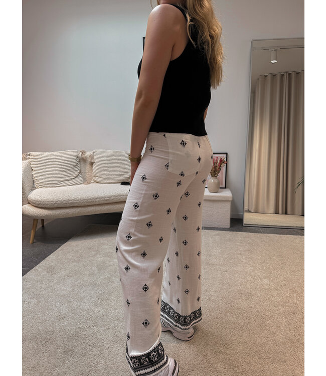 LUISA PANTS - WHITE/BLACK