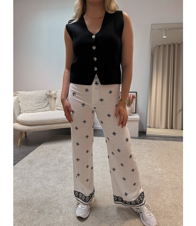 LUISA PANTS - WHITE/BLACK