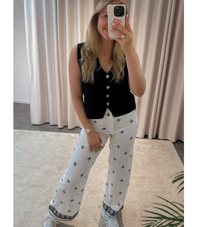 LUISA PANTS - WHITE/BLACK