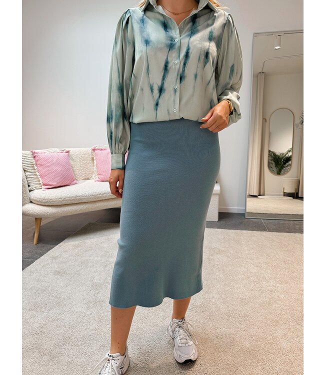 TUVA KNIT SKIRT - STEEL BLUE