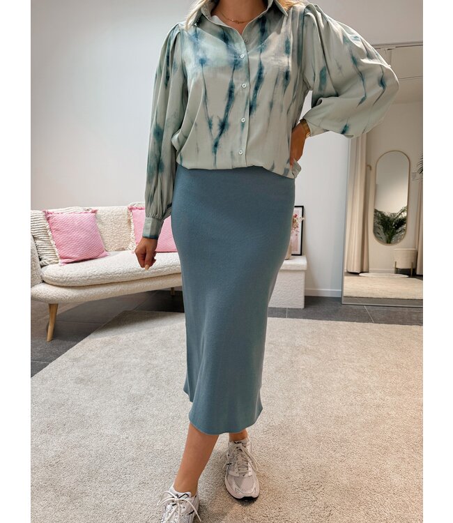 TUVA KNIT SKIRT - STEEL BLUE