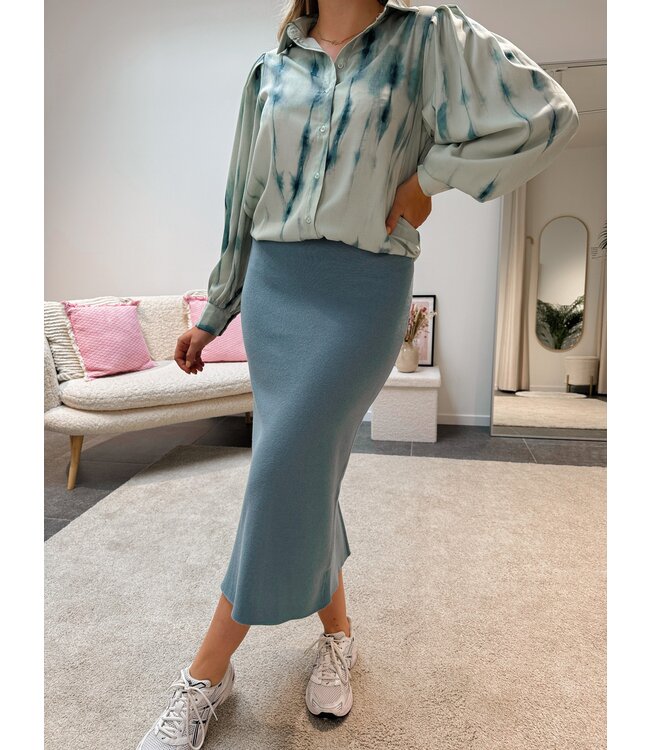 TUVA KNIT SKIRT - STEEL BLUE