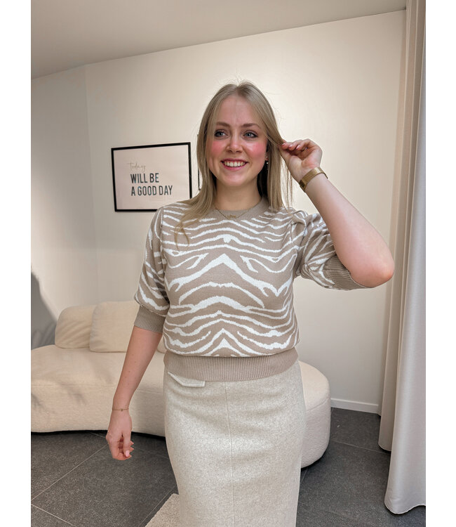 SONJA KNIT - BEIGE ZEBRA