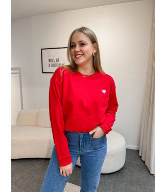 Hannika sweater rood met hartje