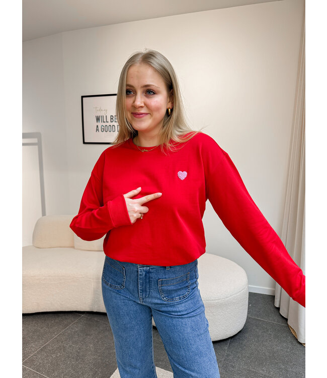 Hannika sweater rood met hartje