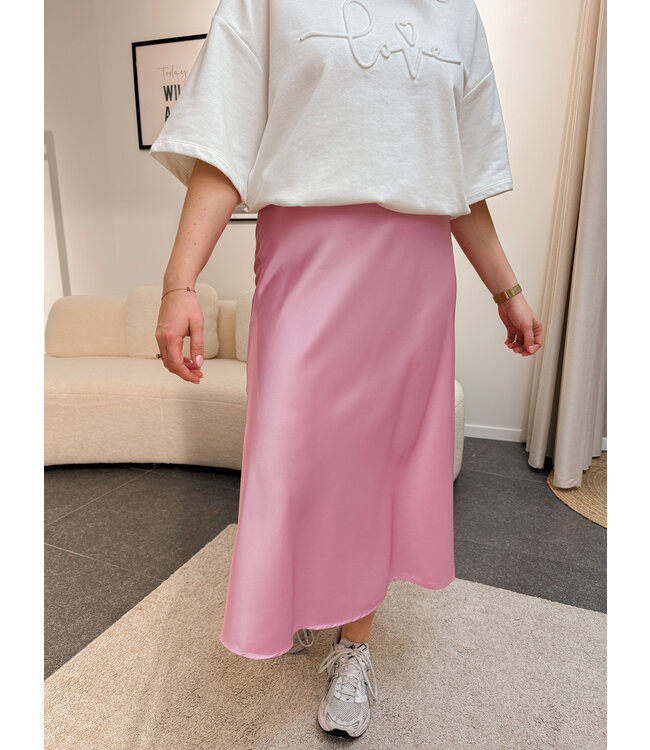 Daria satijnen rok roze