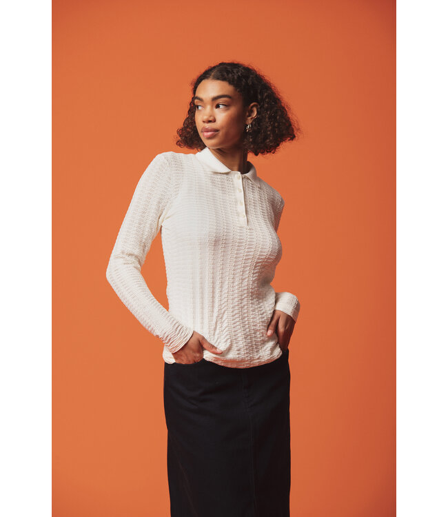 Ileane gehaakte polo crème