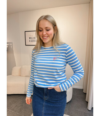 Gestreepte longsleeve blauw